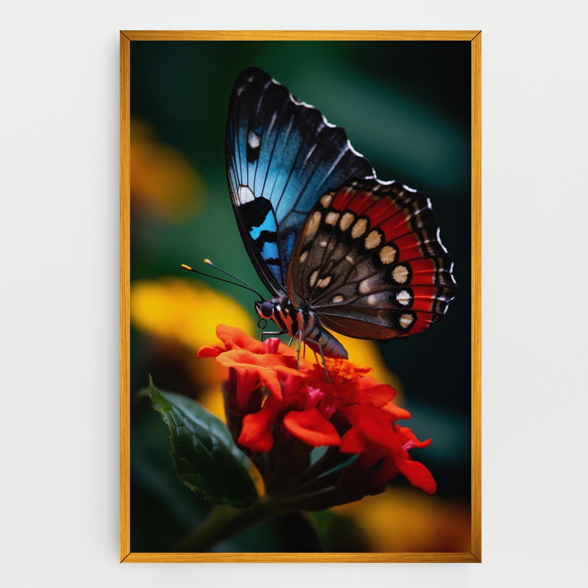 Obraz na Płótnie Blue Red Butterfly mockup 0