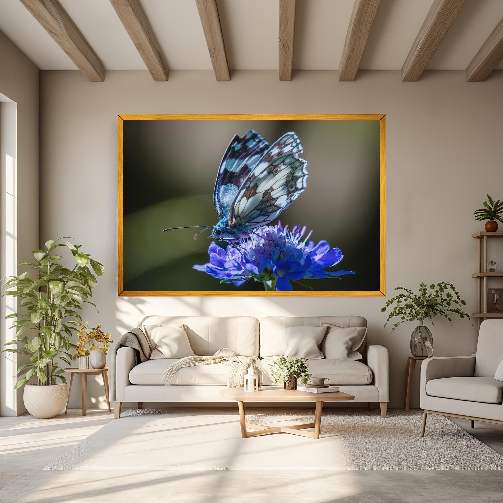 Obraz na Płótnie Blue Butterfly In Nature mockup 6