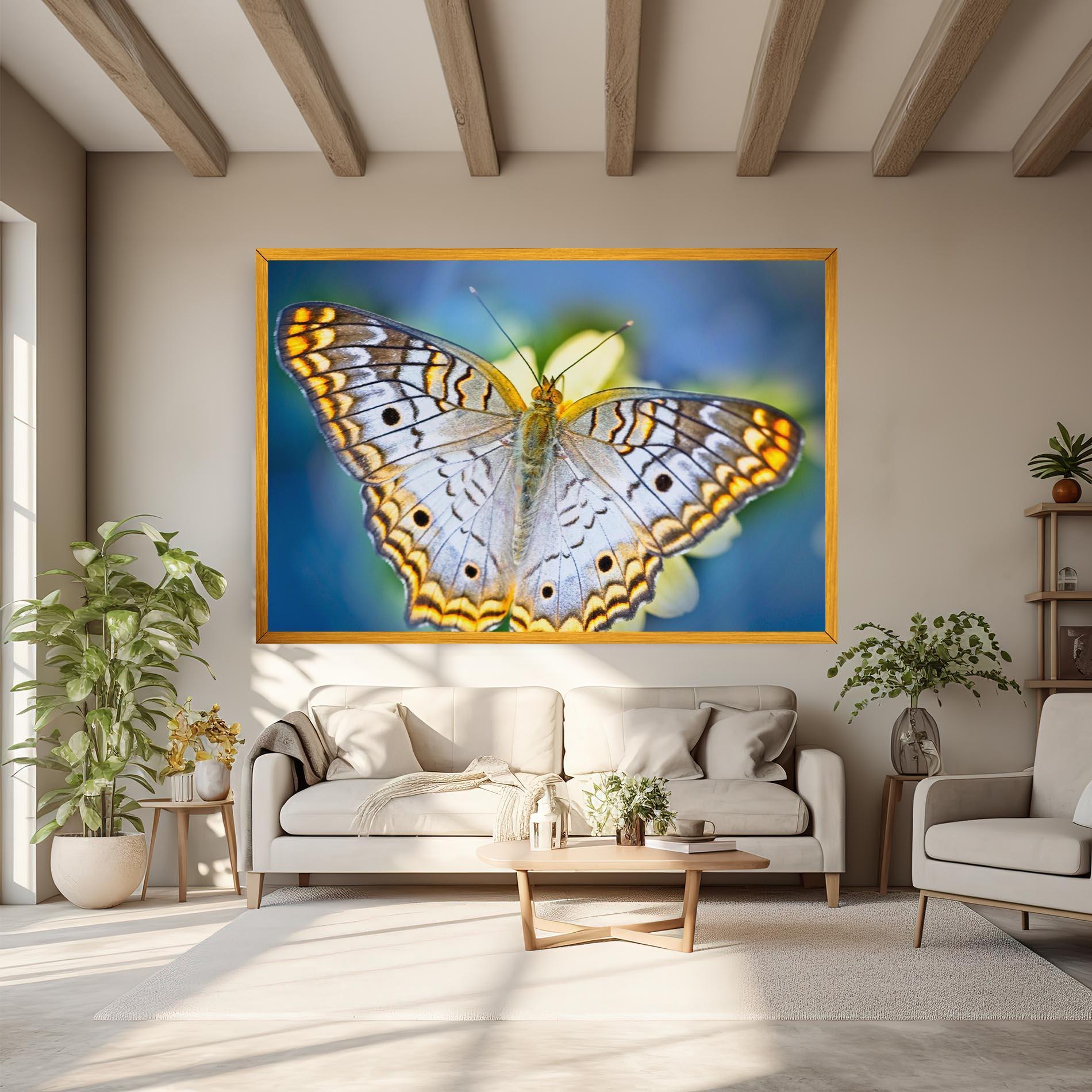 Obraz na Płótnie Yellow Grey Butterfly mockup 6
