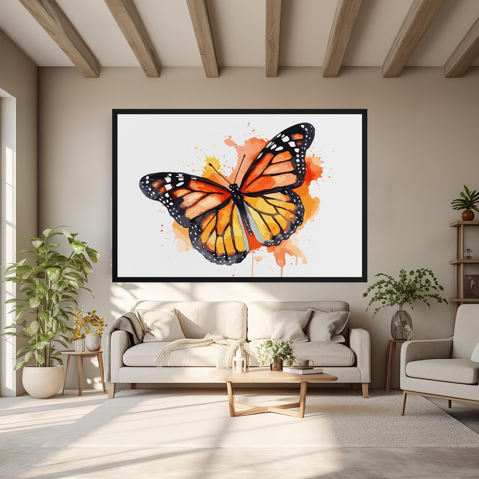 Obraz na Płótnie Orange Watercolor Butterfly mockup 6