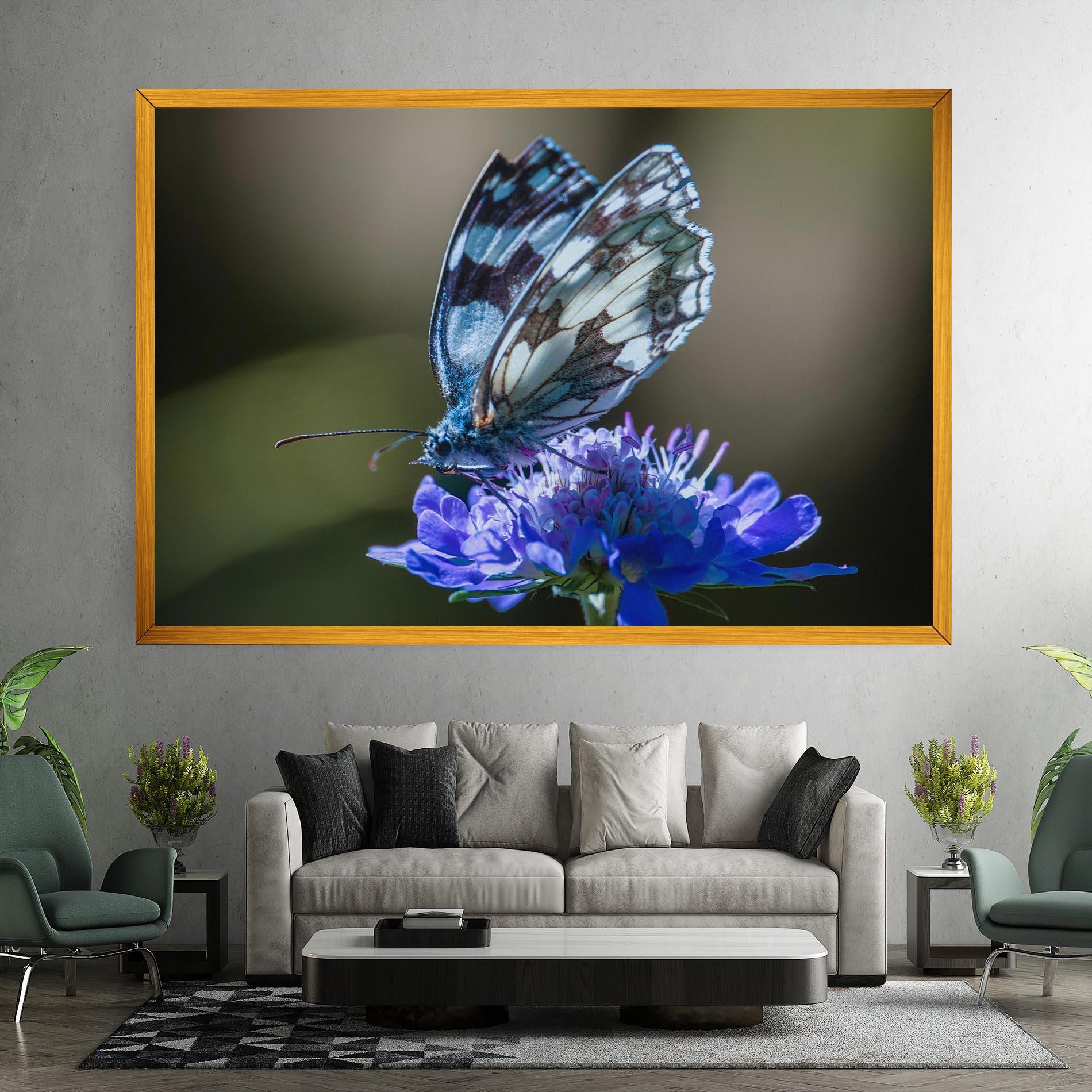 Obraz na Płótnie Blue Butterfly In Nature mockup 7