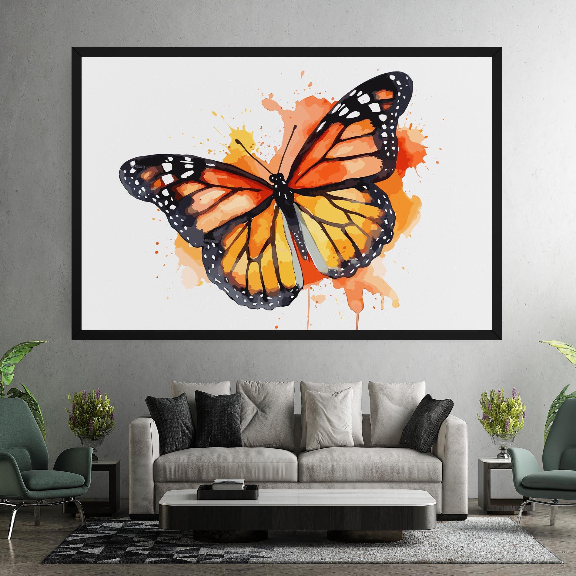 Obraz na Płótnie Orange Watercolor Butterfly mockup 7