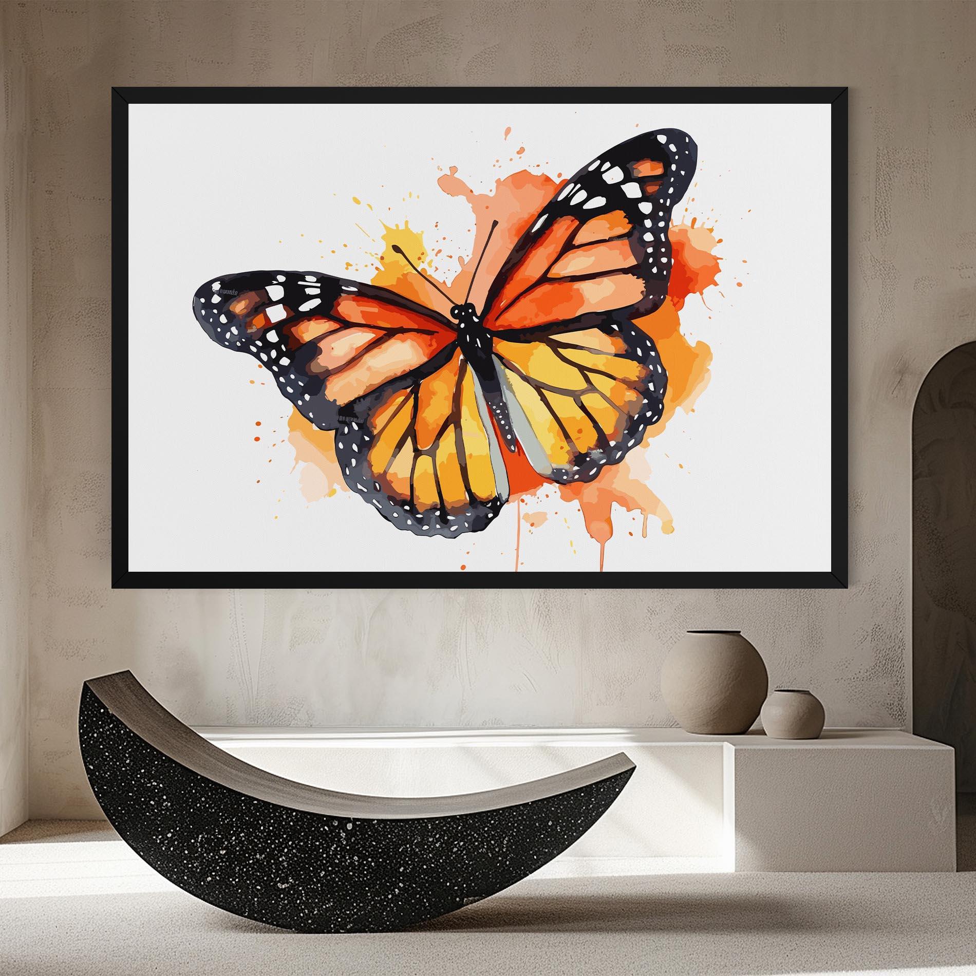 Obraz na Płótnie Orange Watercolor Butterfly mockup 8