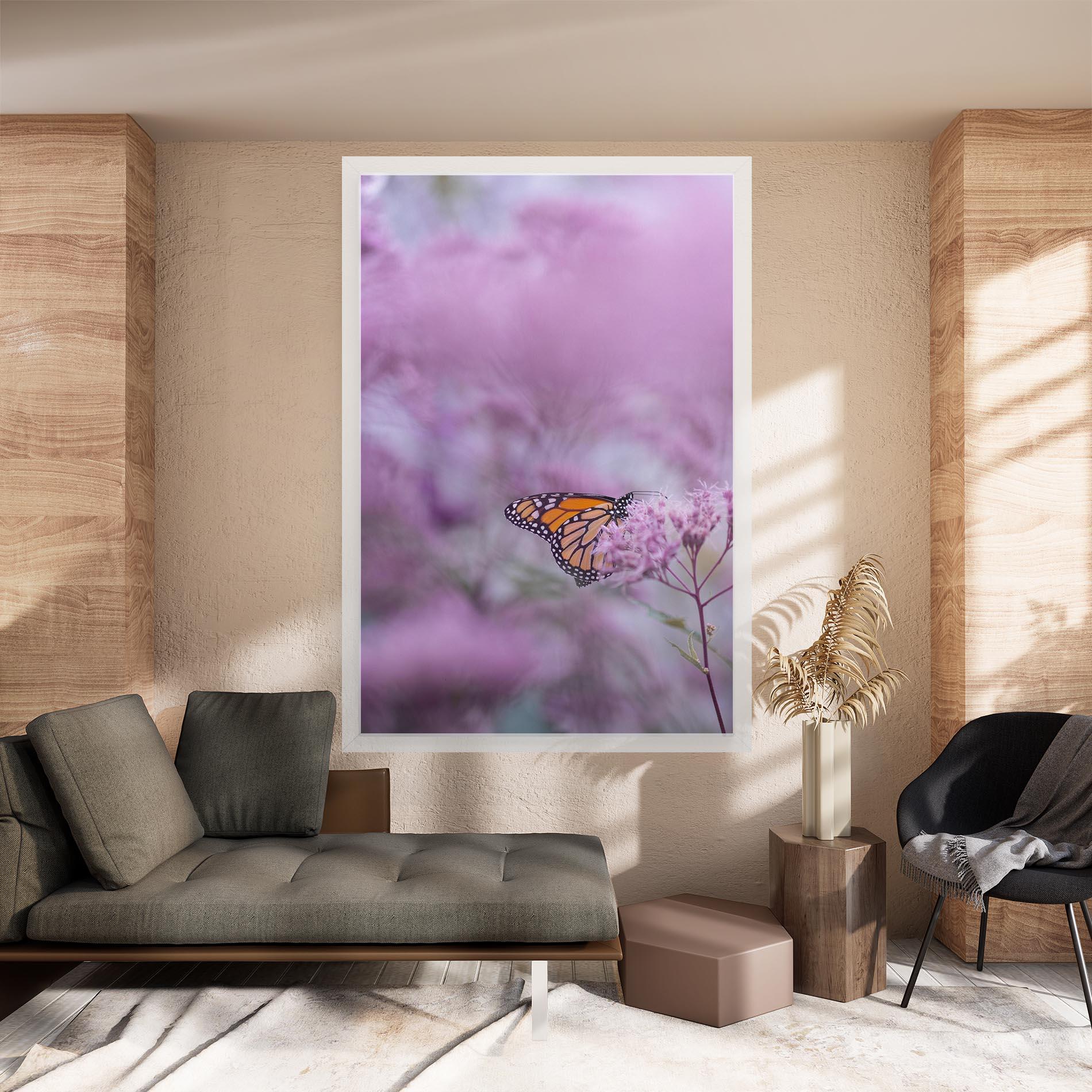 Obraz na Płótnie Purple Flower Butterfly mockup 8