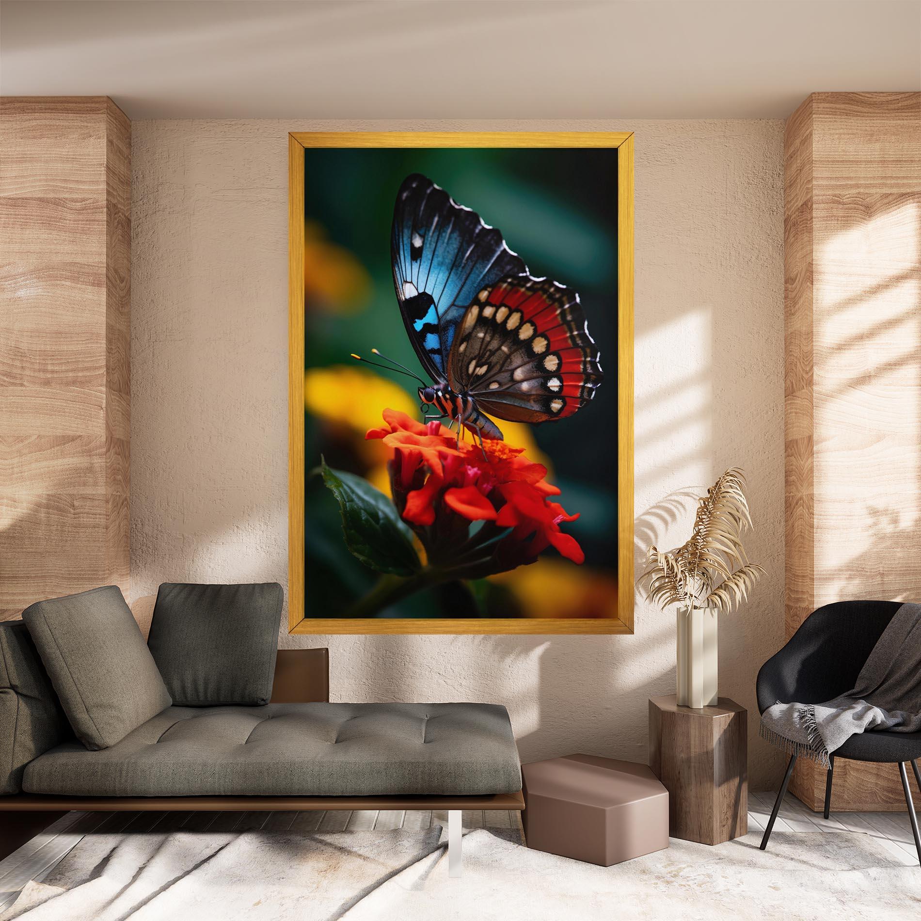 Obraz na Płótnie Blue Red Butterfly mockup 8