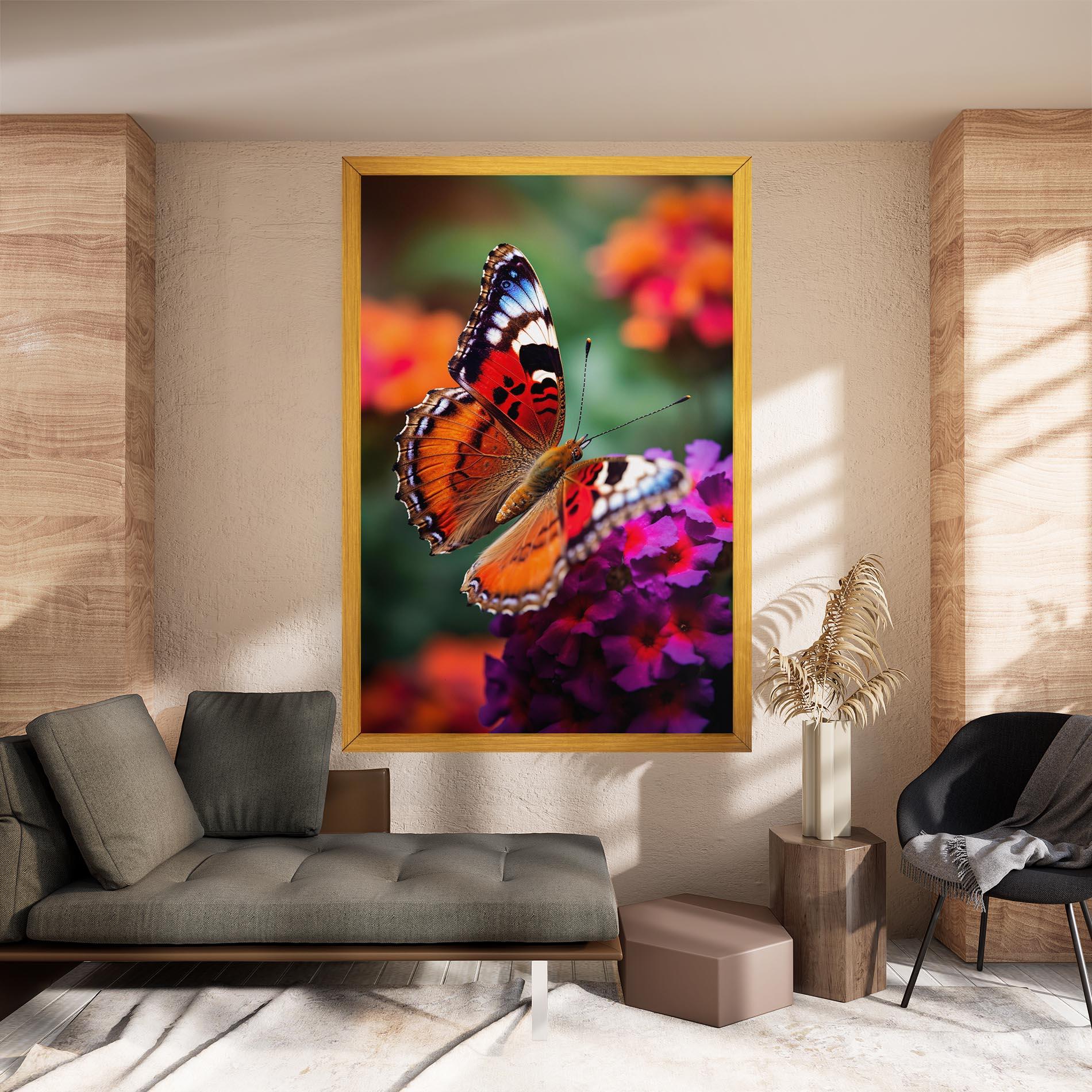 Obraz na Płótnie Red Blue Butterfly mockup 8