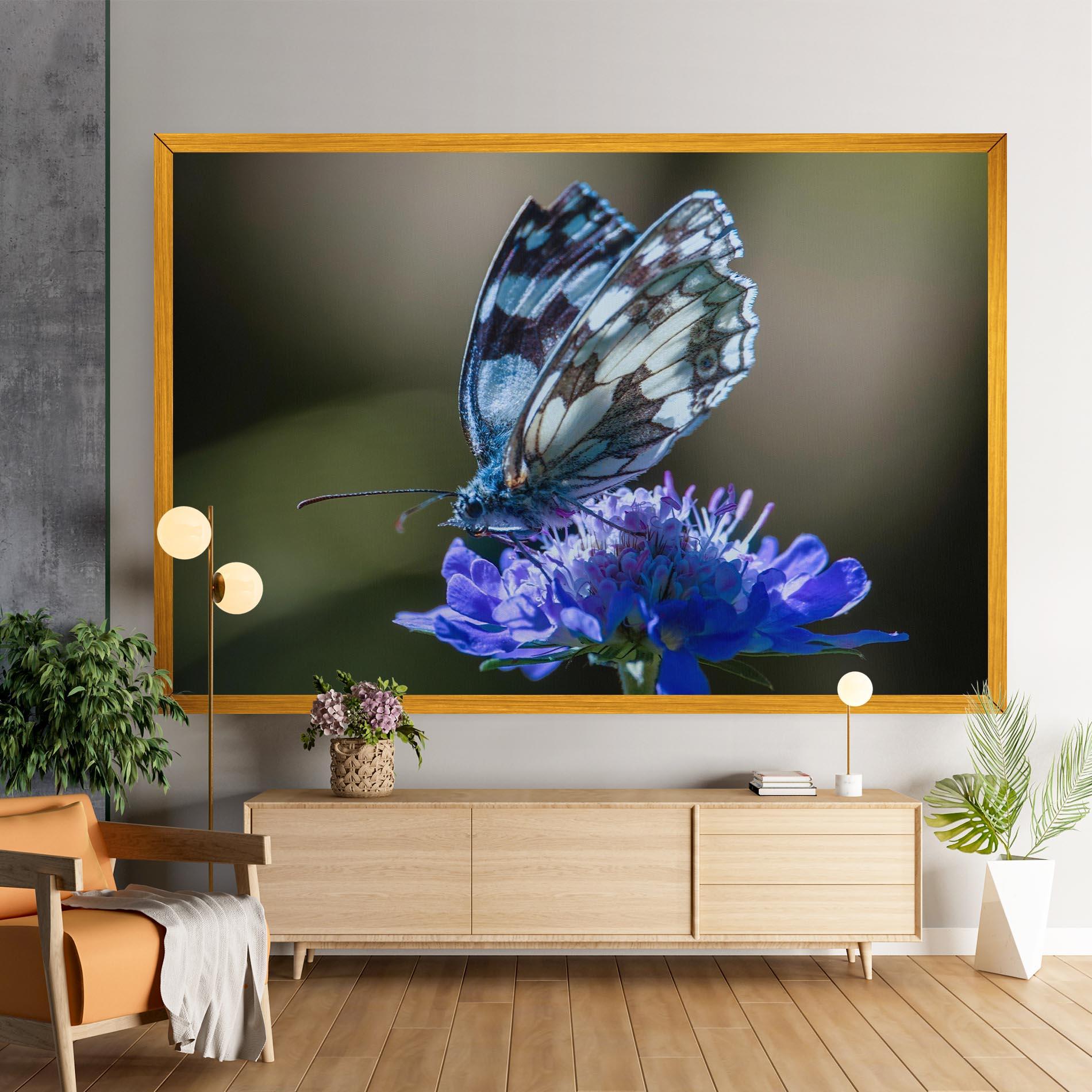 Obraz na Płótnie Blue Butterfly In Nature mockup 9