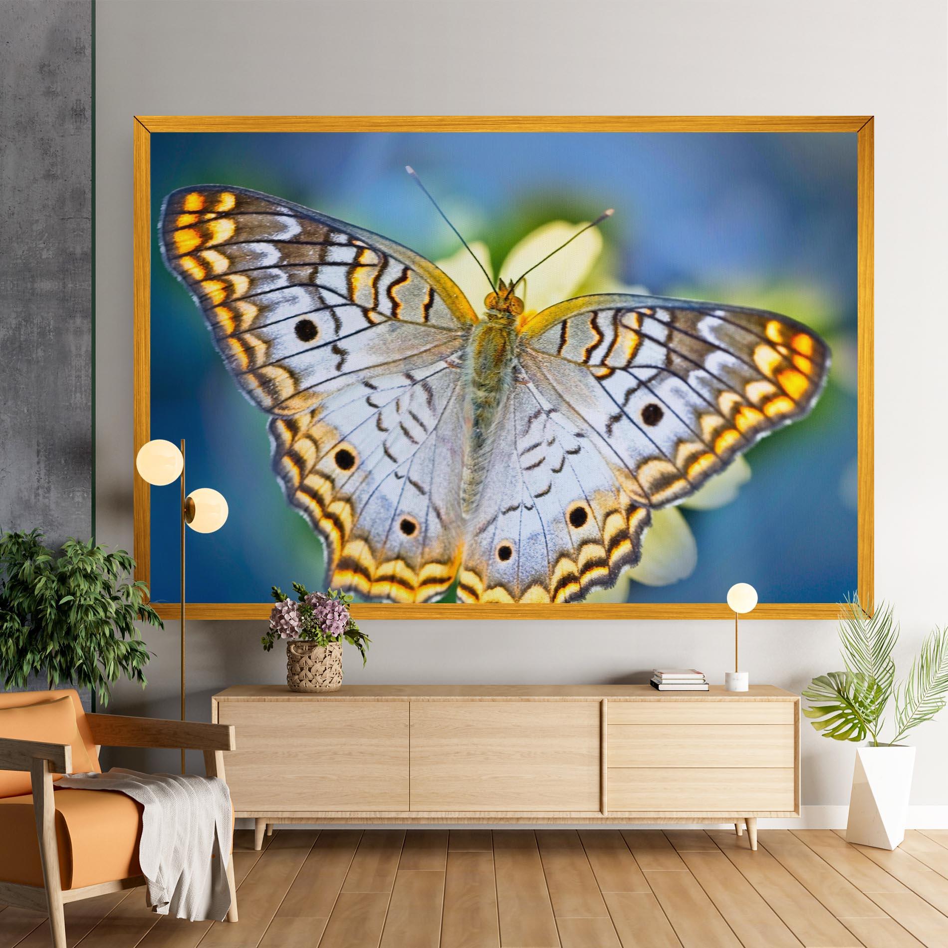 Obraz na Płótnie Yellow Grey Butterfly mockup 9
