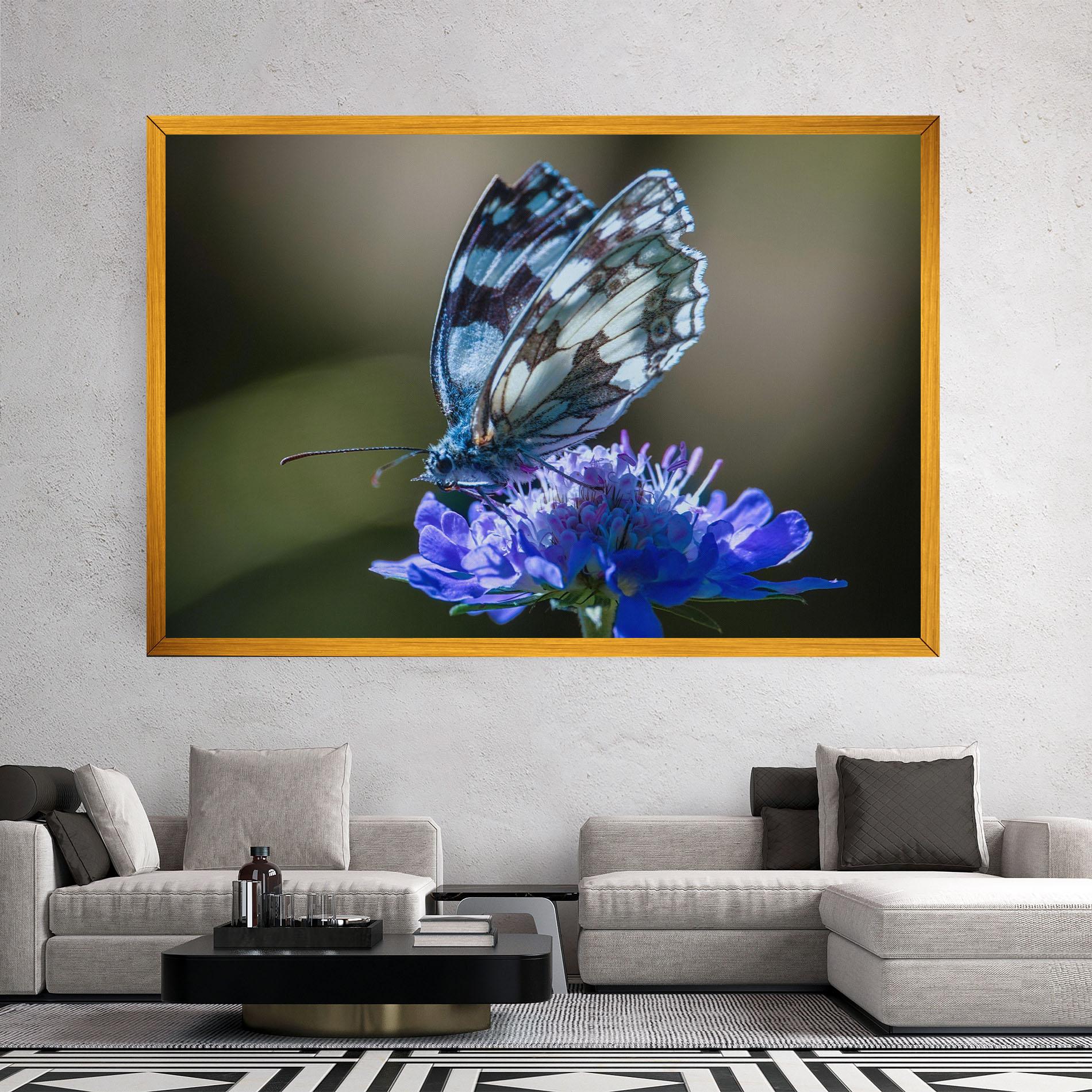 Obraz na Płótnie Blue Butterfly In Nature mockup 2