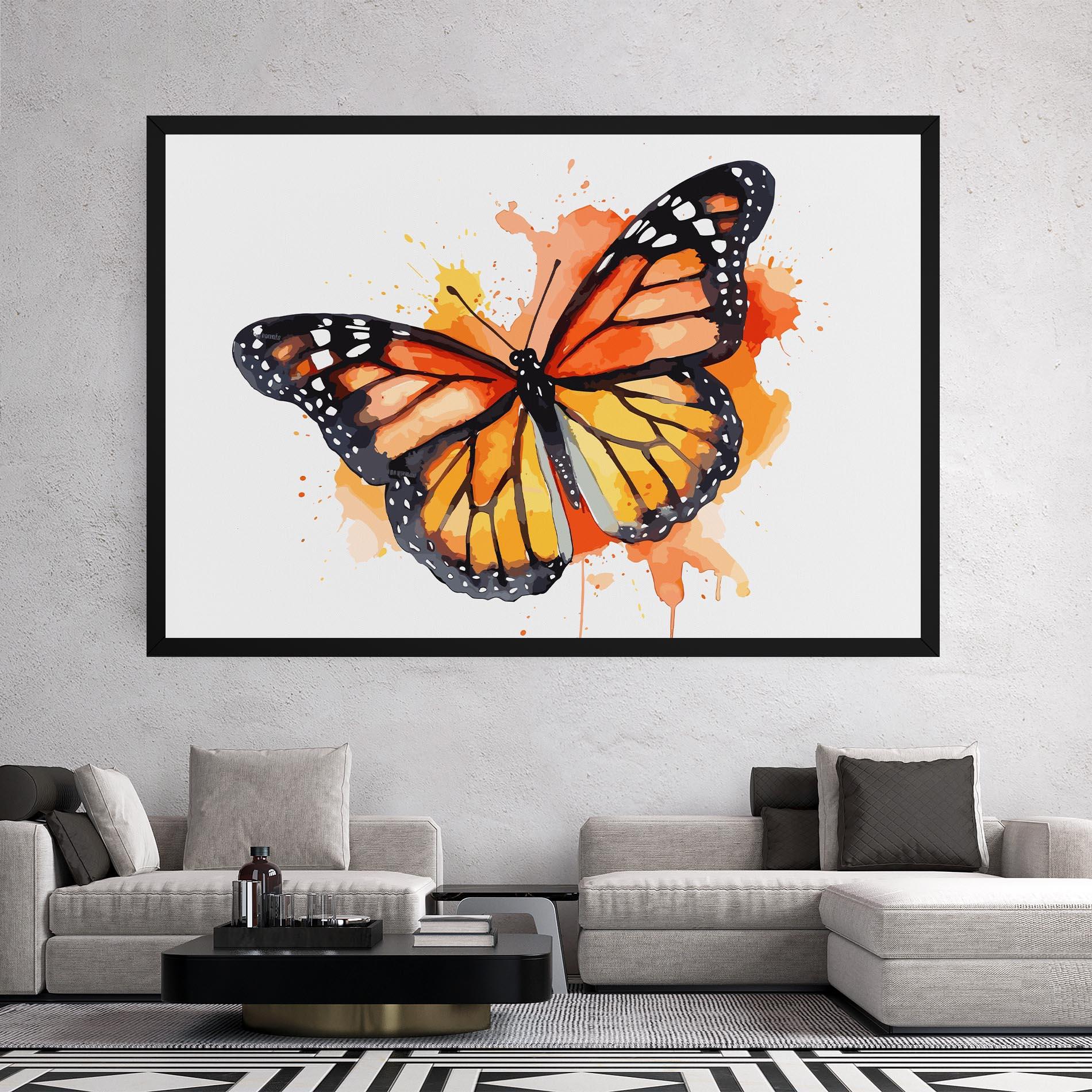Obraz na Płótnie Orange Watercolor Butterfly mockup 2