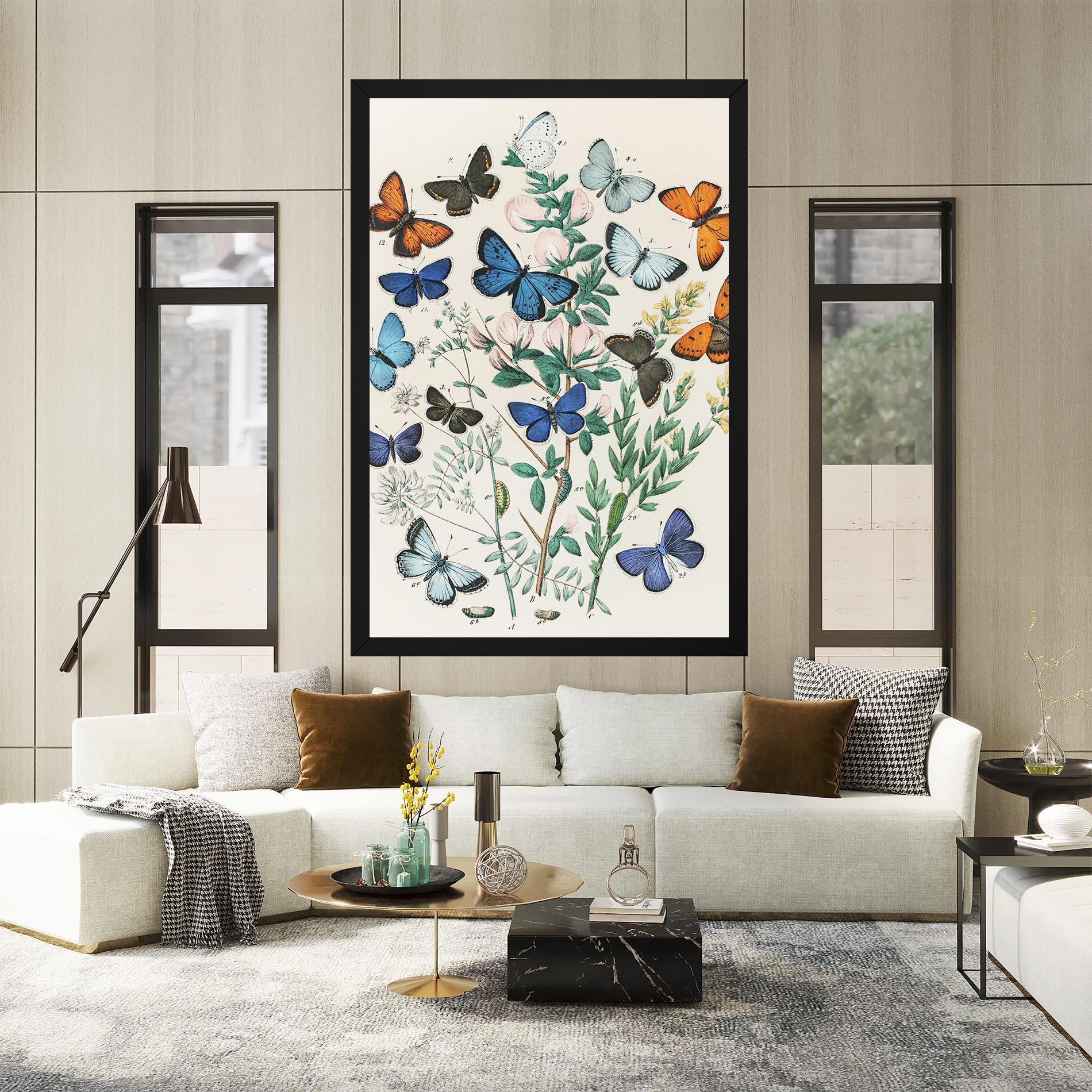 Obraz na Płótnie Blue Orange Butterflies mockup 2