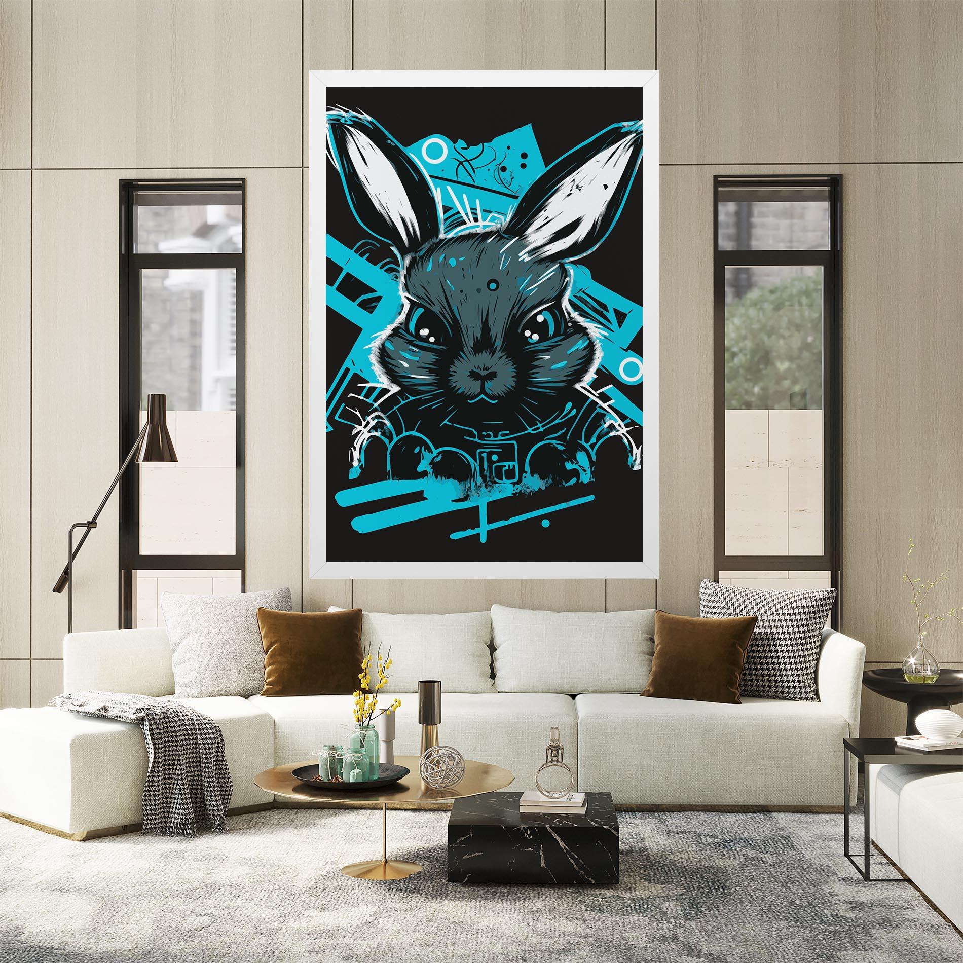 Obraz na Płótnie Grey Blue Bunny mockup 2