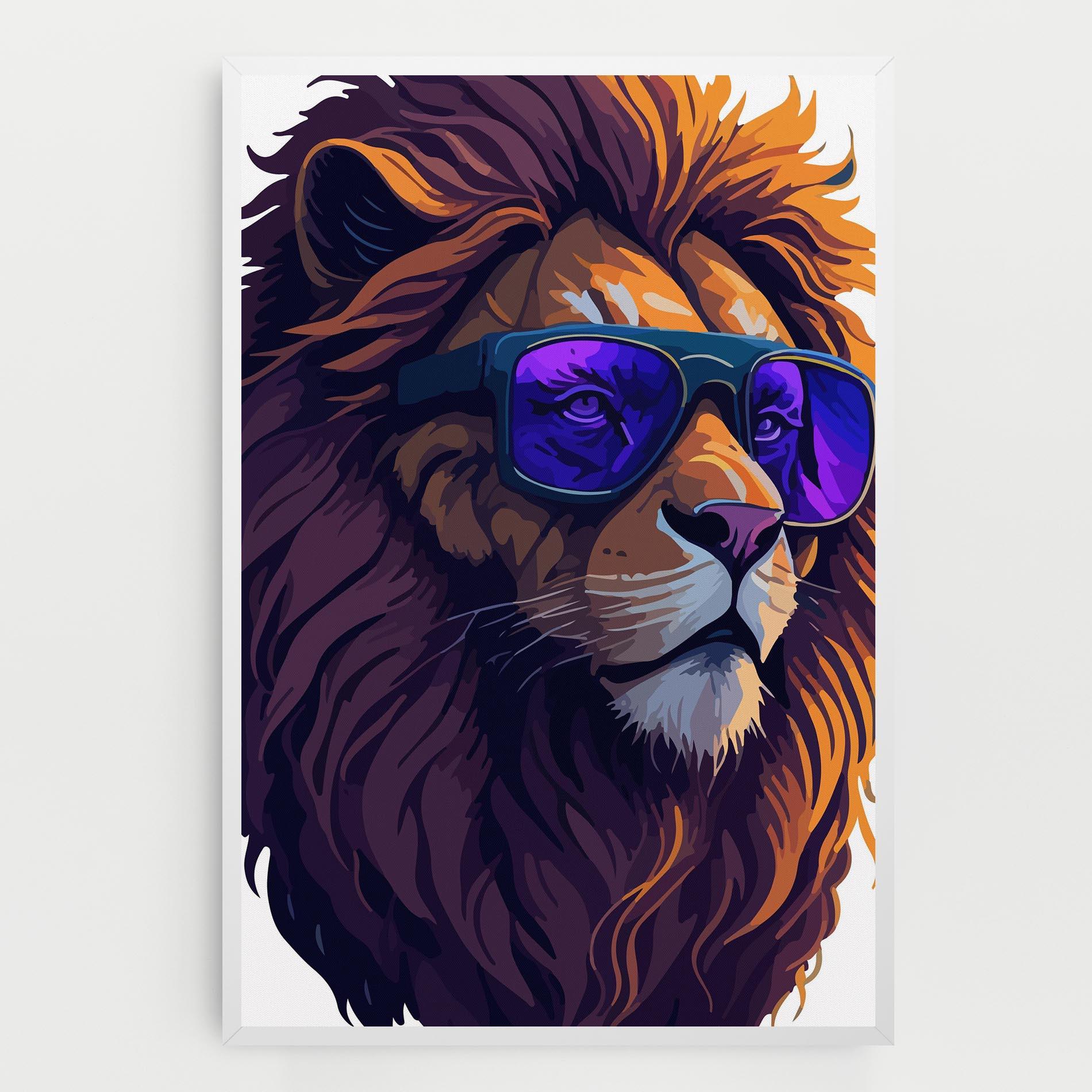 Obraz na Płótnie Purple Glassesc Lion mockup 0