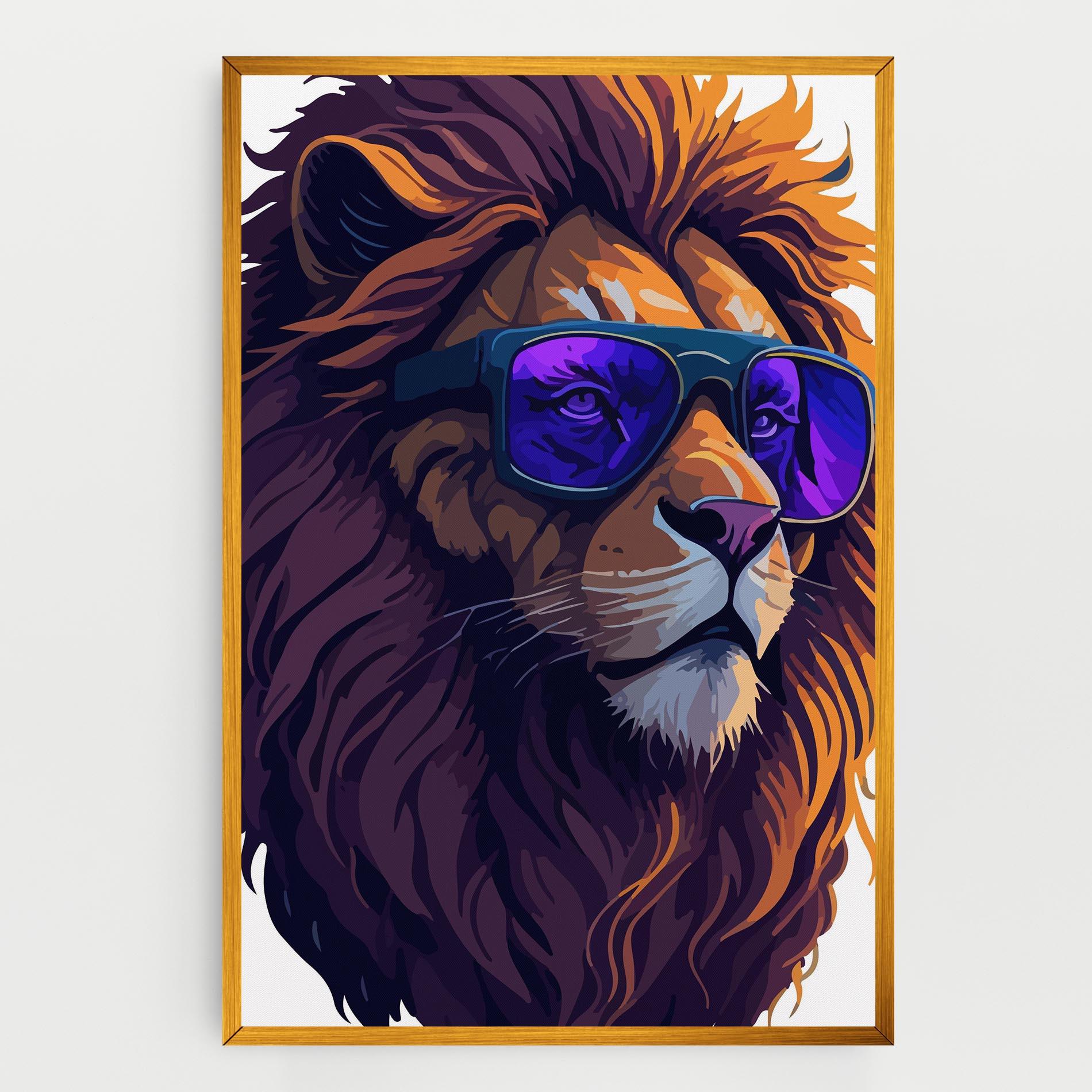 Obraz na Płótnie Purple Glassesc Lion mockup 0