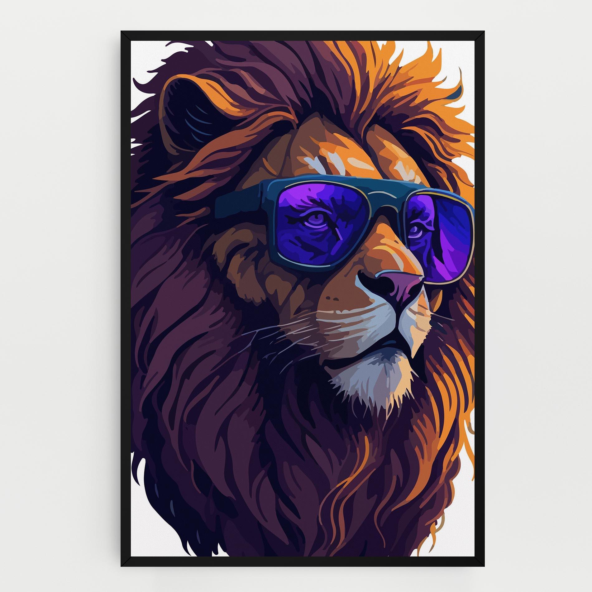 Obraz na Płótnie Purple Glassesc Lion mockup 0