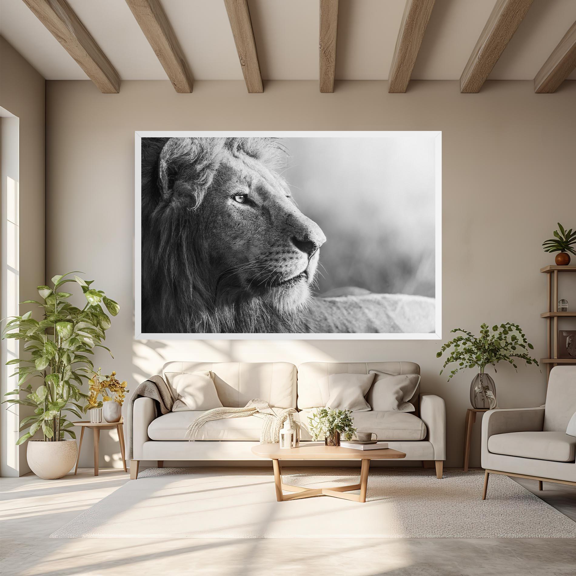 Obraz na Płótnie Grey Lion Head mockup 6