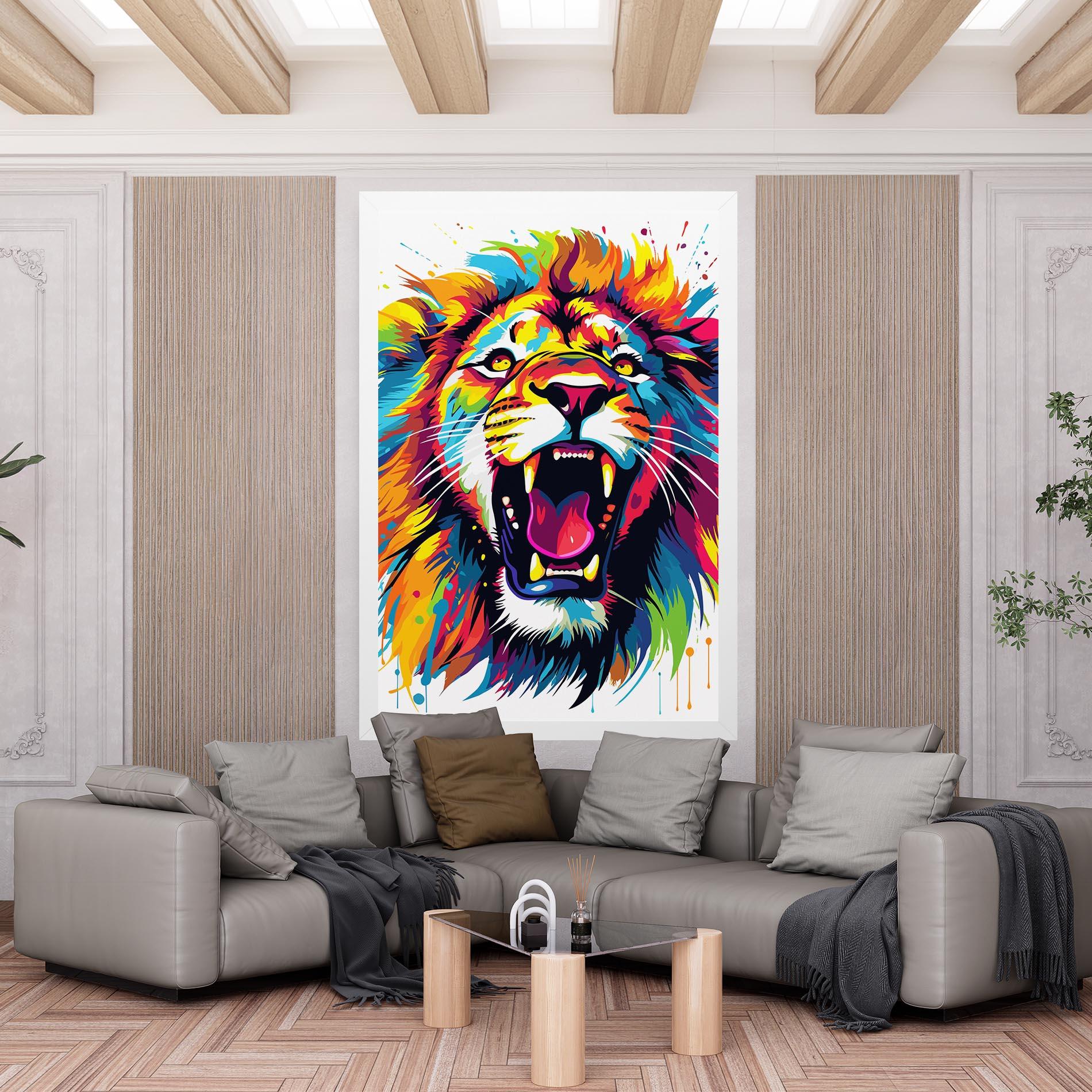 Obraz na Płótnie Angry Lion Mix mockup 6