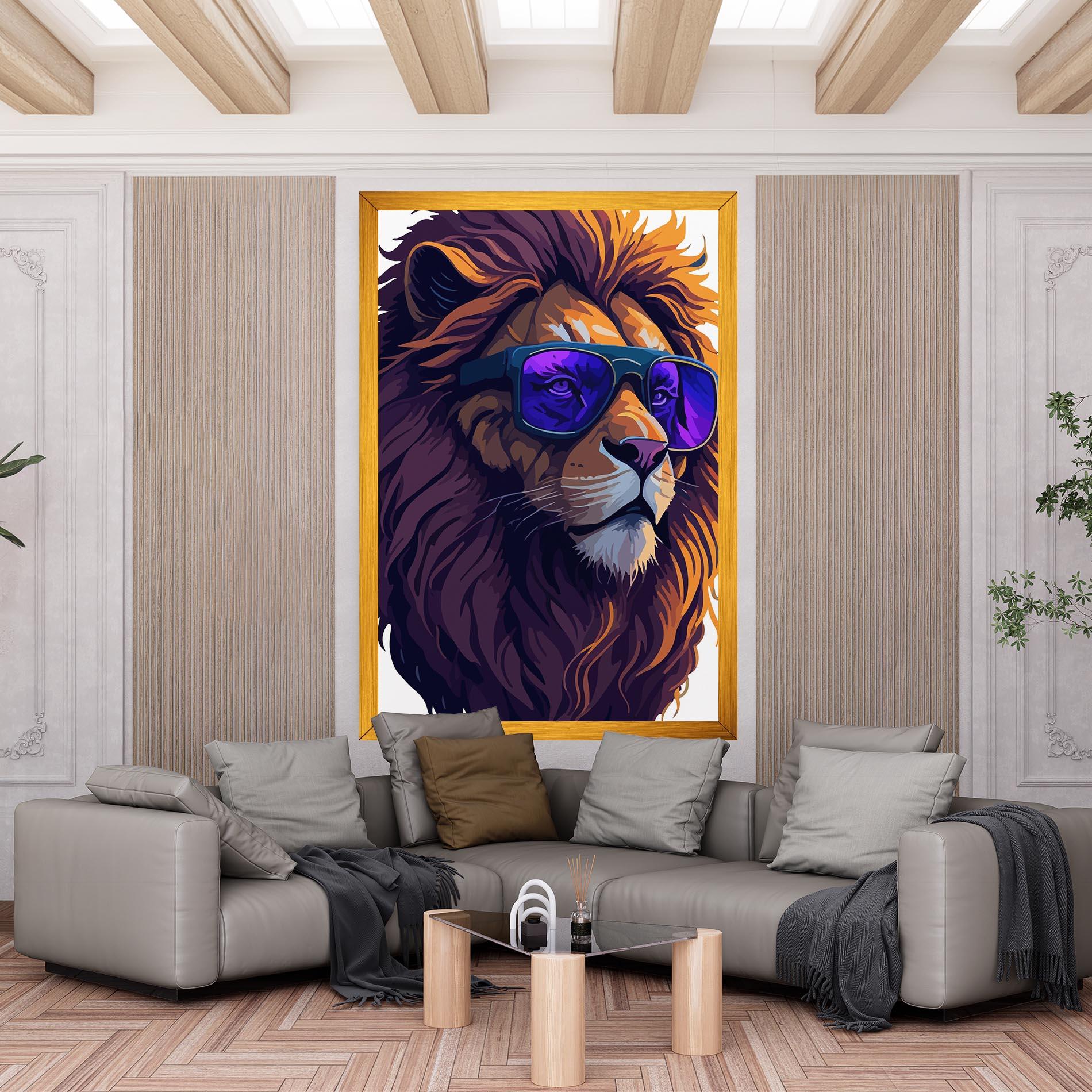 Obraz na Płótnie Purple Glassesc Lion mockup 6