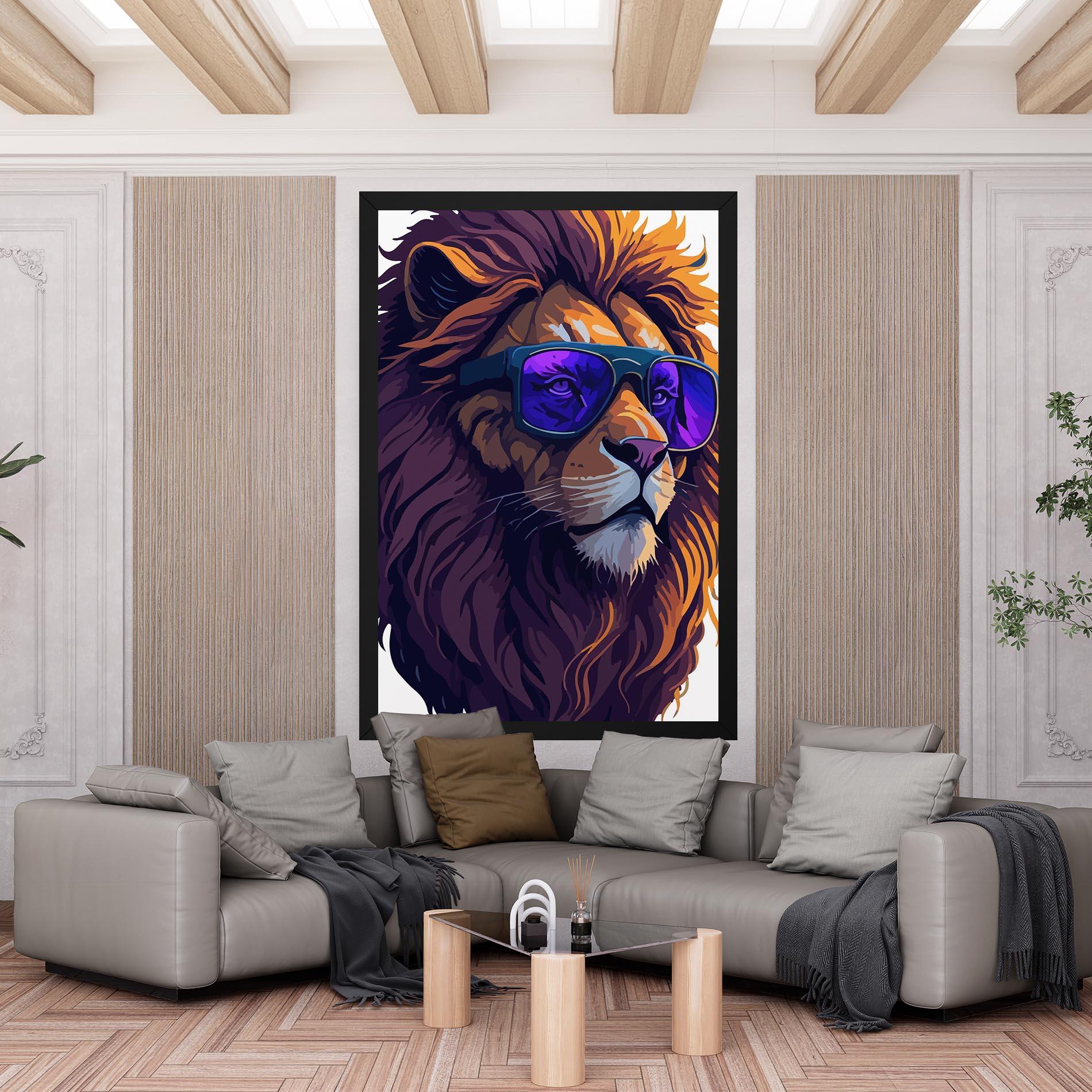 Obraz na Płótnie Purple Glassesc Lion mockup 6