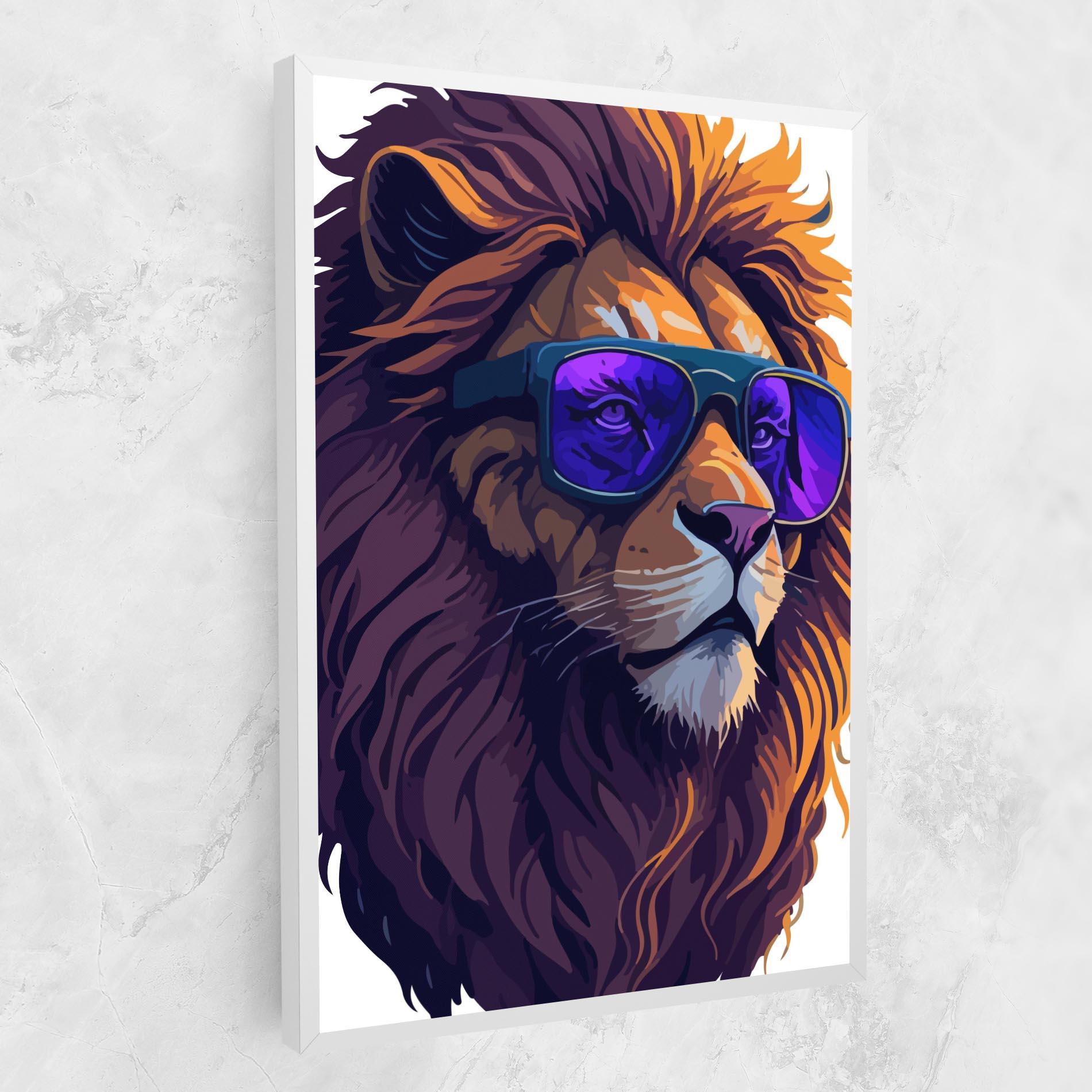 Obraz na Płótnie Purple Glassesc Lion mockup 1