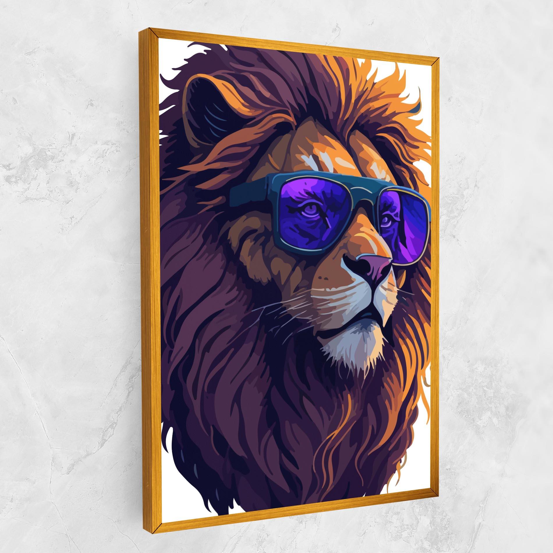 Obraz na Płótnie Purple Glassesc Lion mockup 1