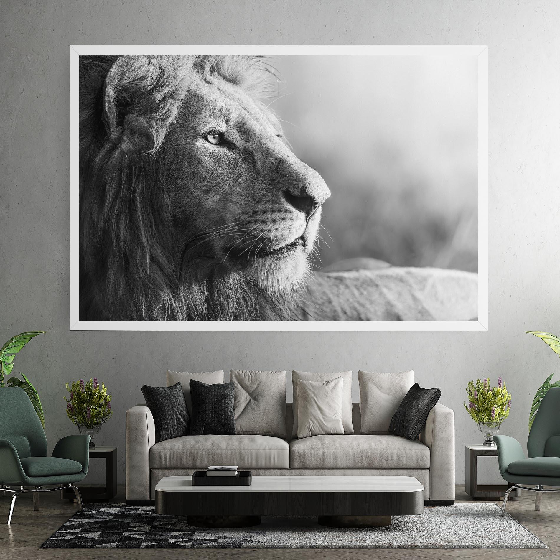 Obraz na Płótnie Grey Lion Head mockup 7