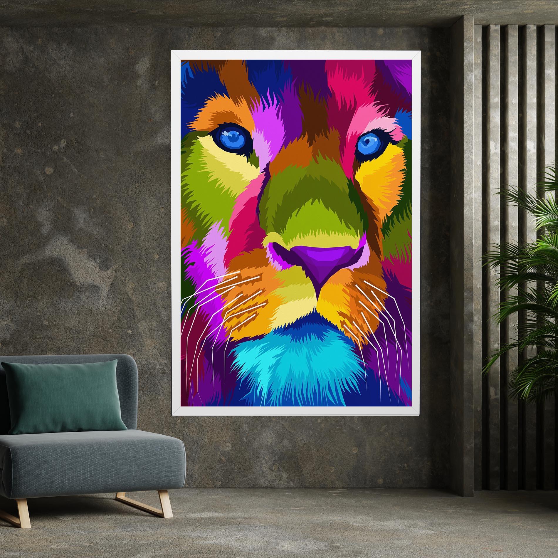 Obraz na Płótnie Color Lion Close Up mockup 7