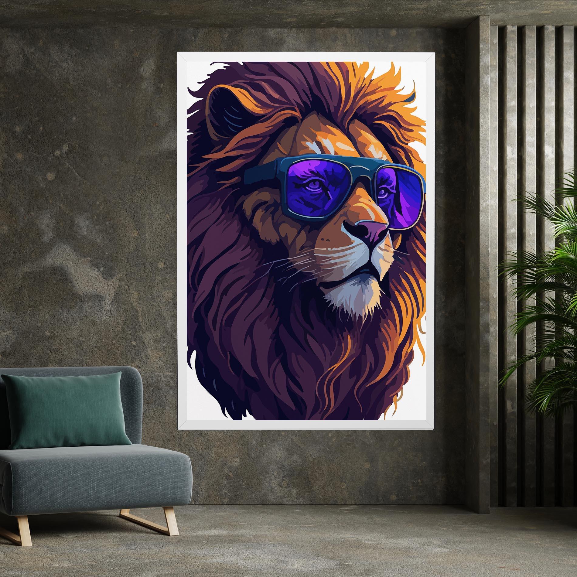 Obraz na Płótnie Purple Glassesc Lion mockup 7