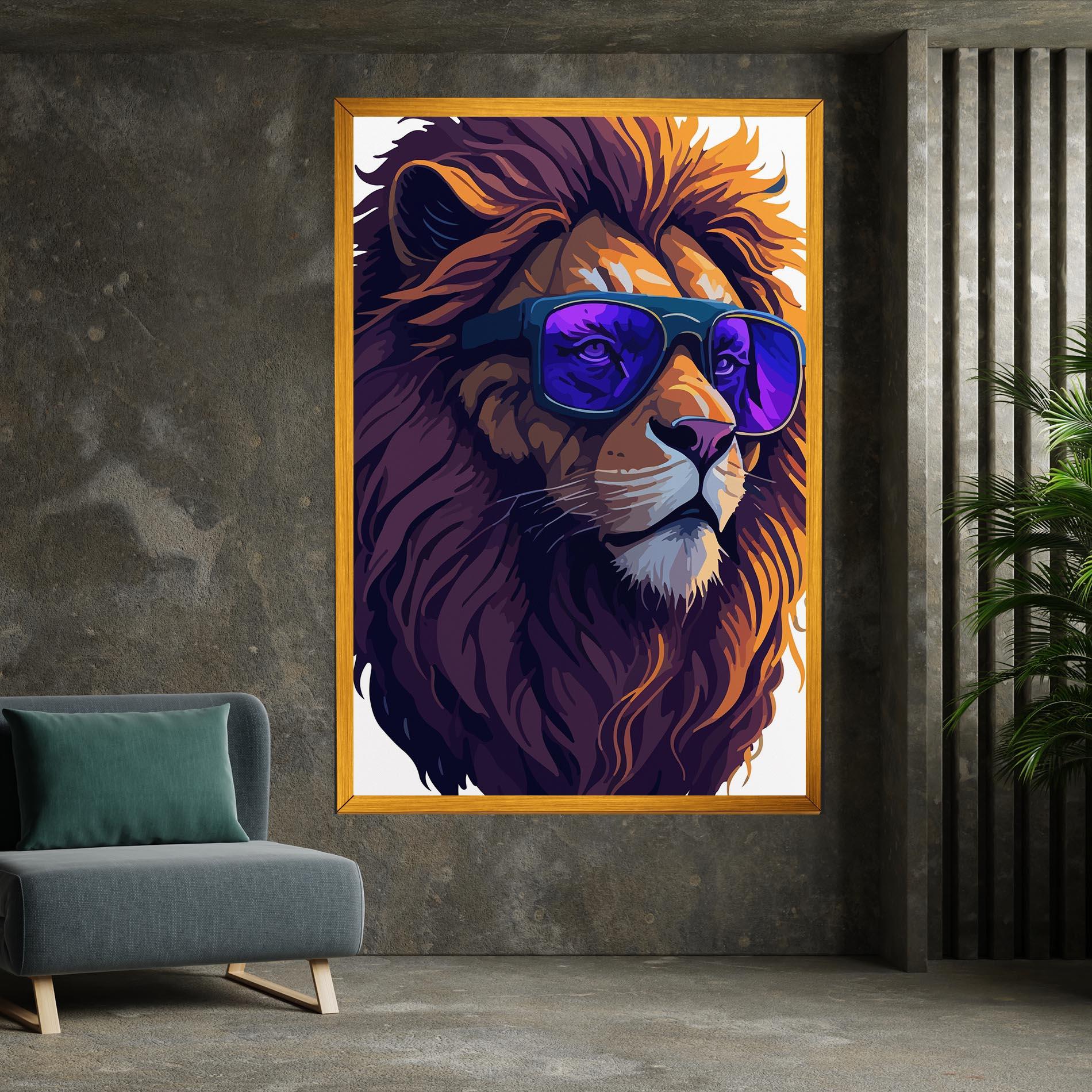 Obraz na Płótnie Purple Glassesc Lion mockup 7