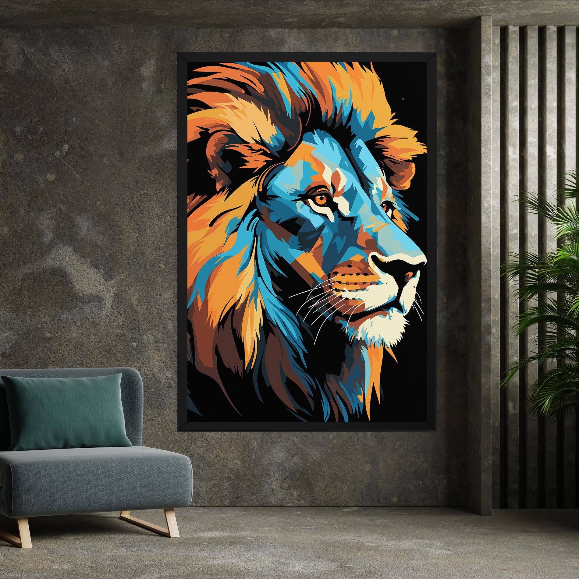 Obraz na Płótnie Blue Yellow Lion mockup 7