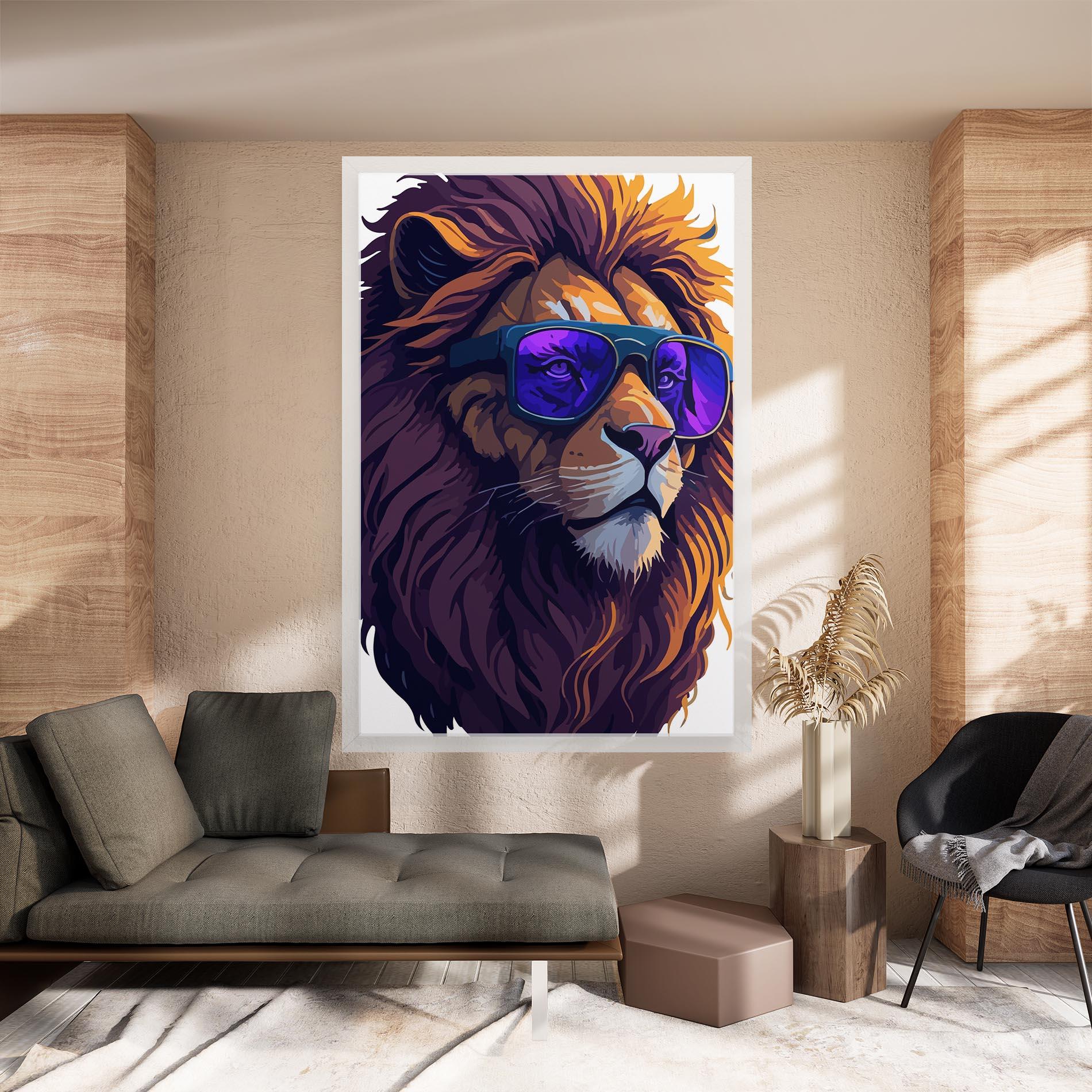 Obraz na Płótnie Purple Glassesc Lion mockup 8