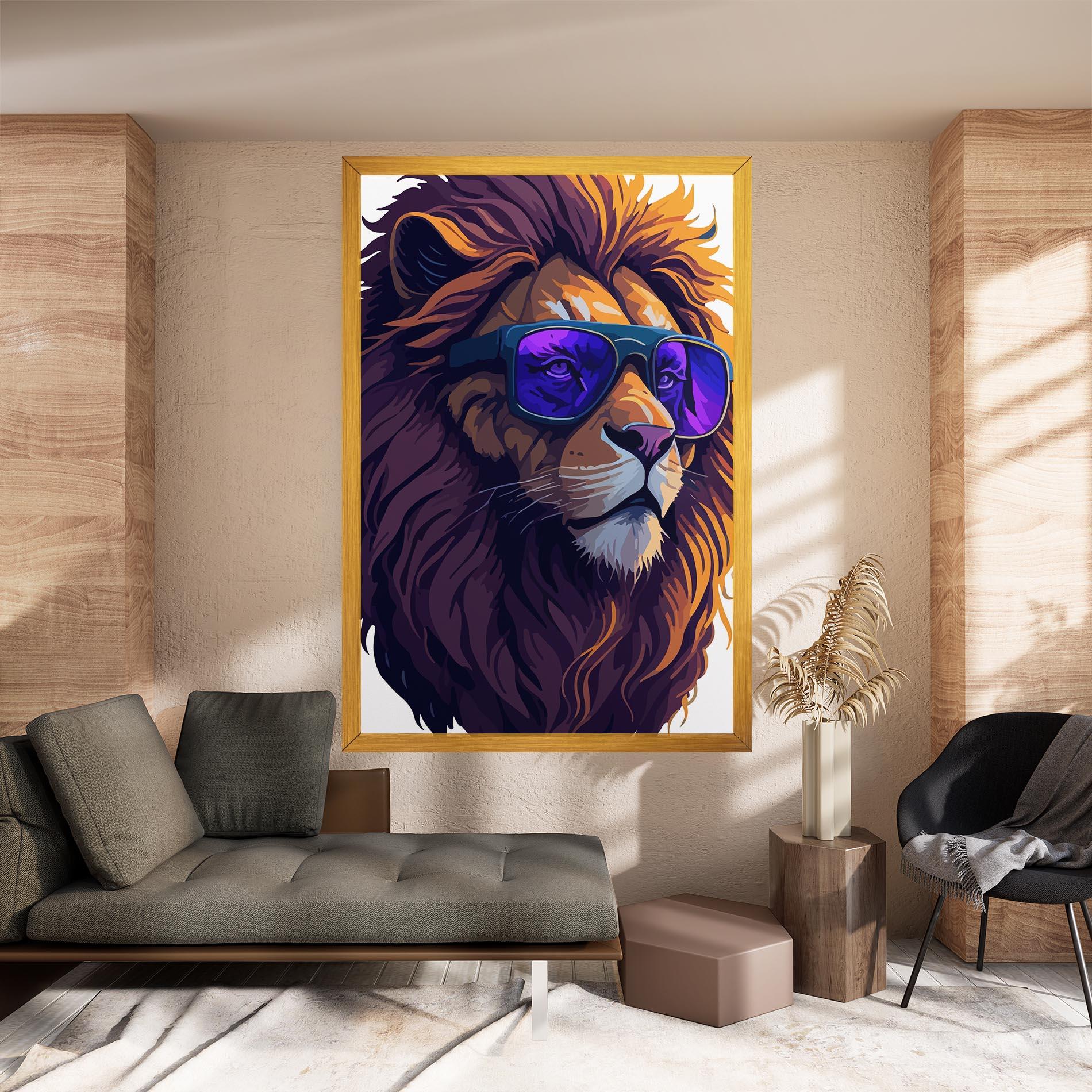 Obraz na Płótnie Purple Glassesc Lion mockup 8