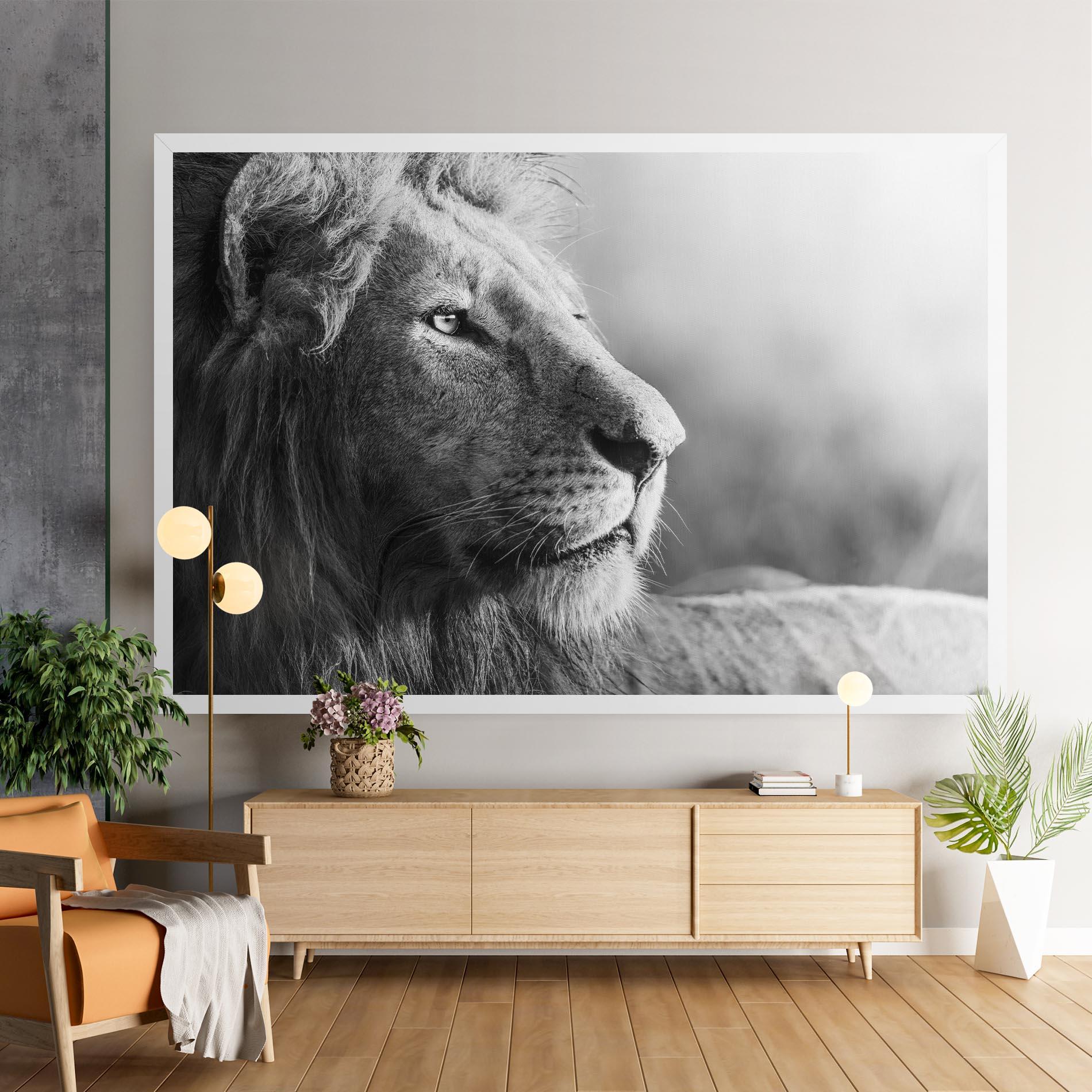 Obraz na Płótnie Grey Lion Head mockup 9