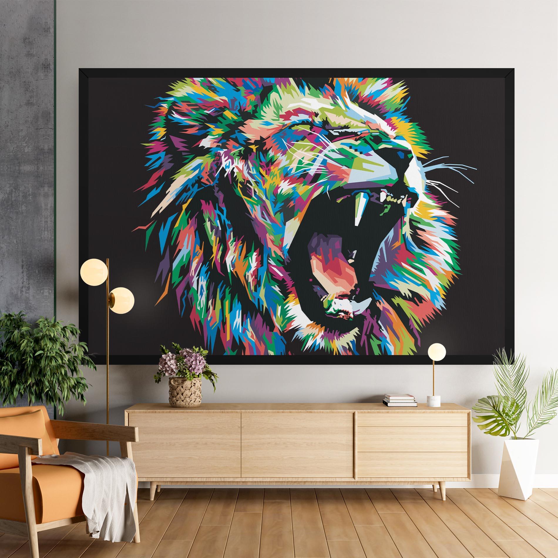 Obraz na Płótnie Green Blue Lion mockup 9