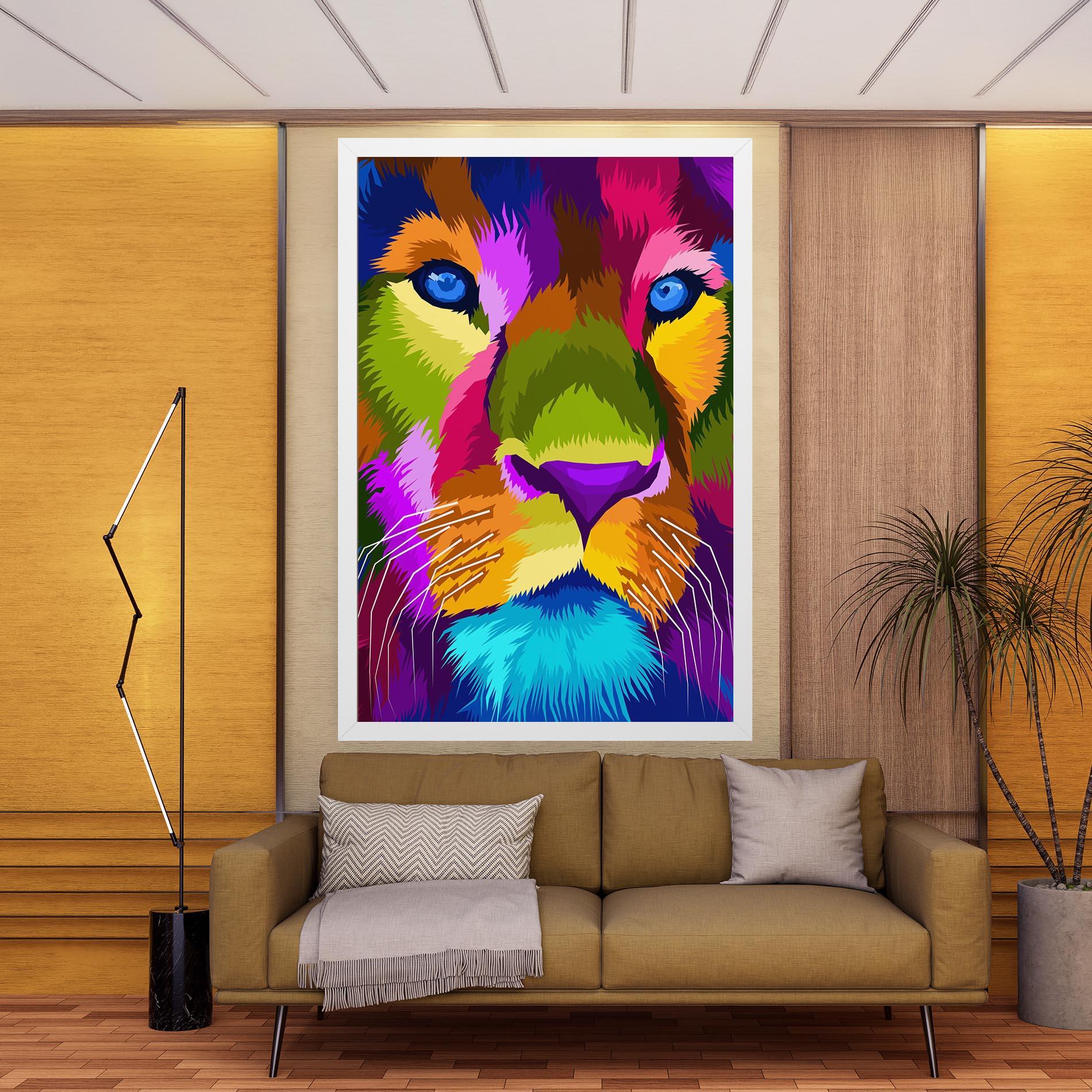 Obraz na Płótnie Color Lion Close Up mockup 9