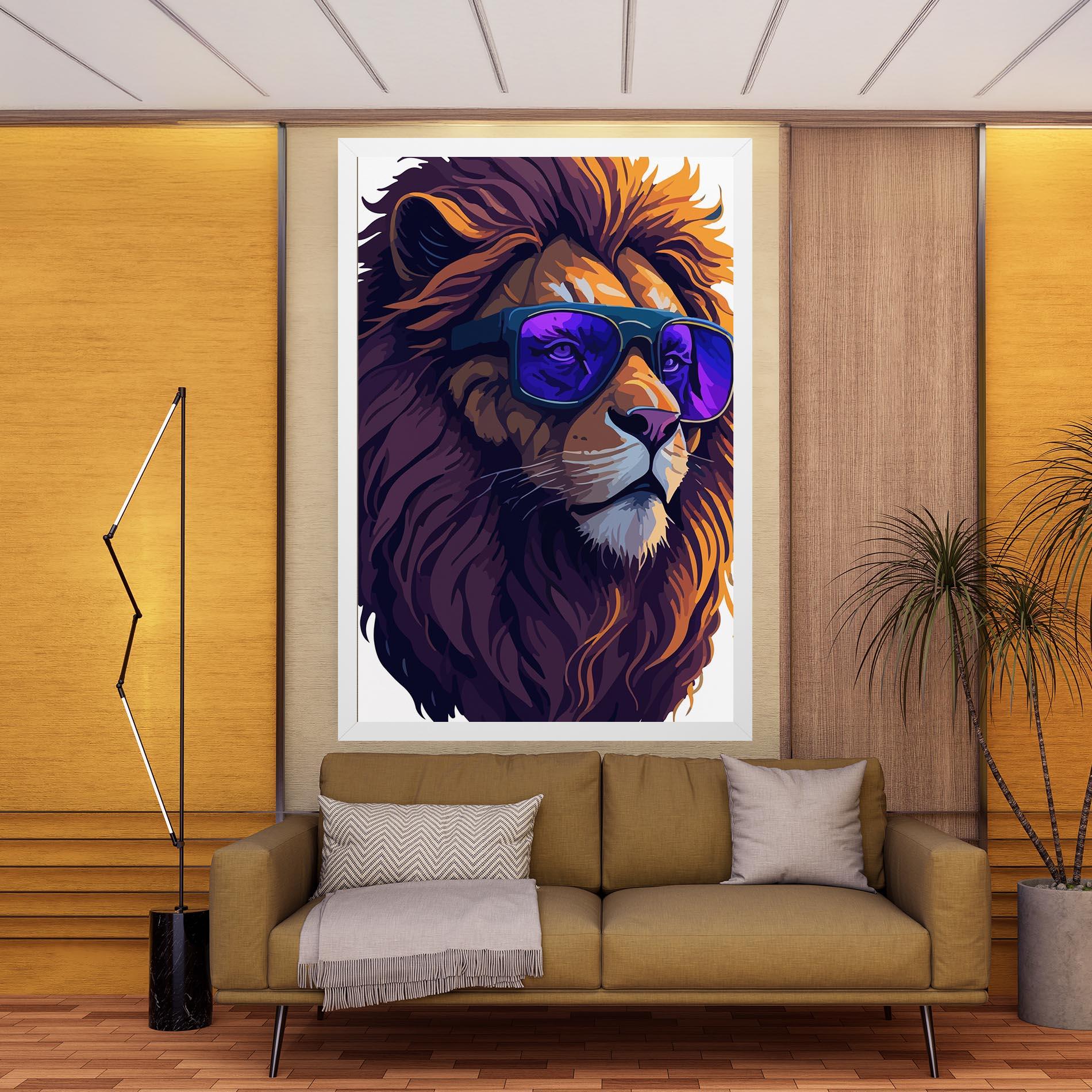 Obraz na Płótnie Purple Glassesc Lion mockup 9