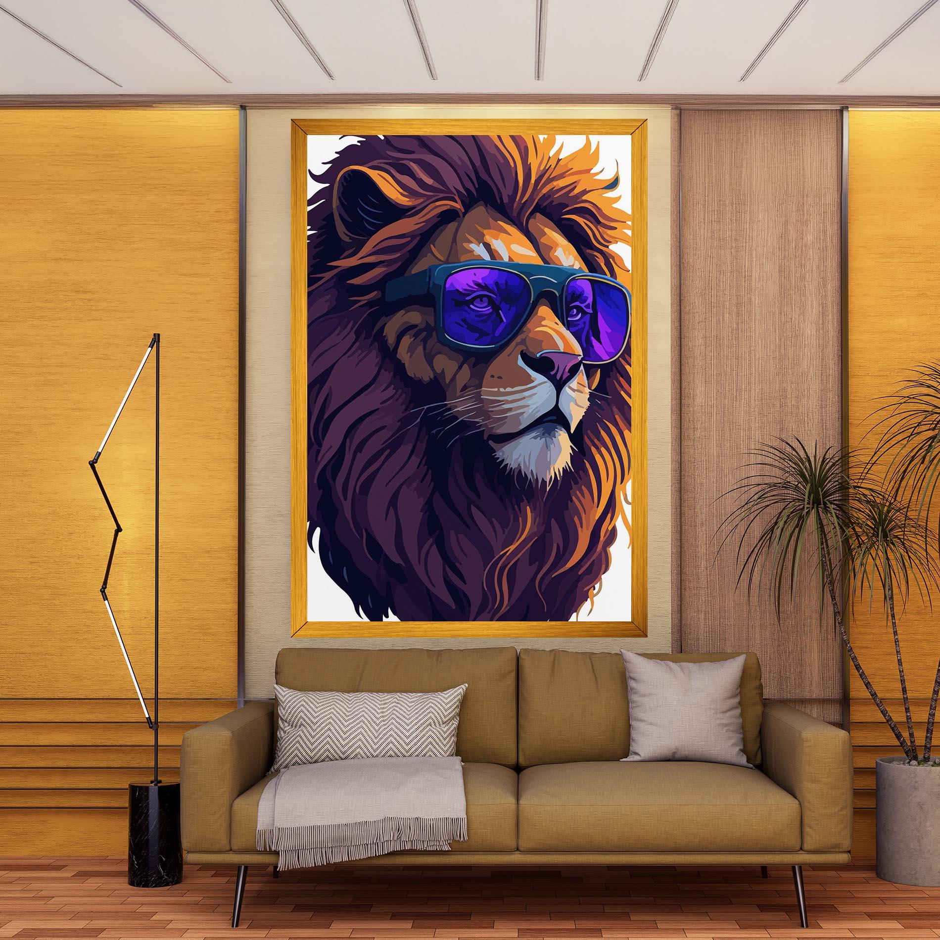 Obraz na Płótnie Purple Glassesc Lion mockup 9
