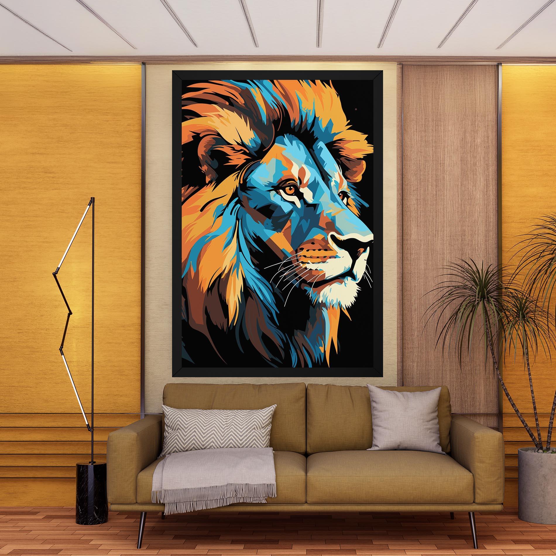 Obraz na Płótnie Blue Yellow Lion mockup 9