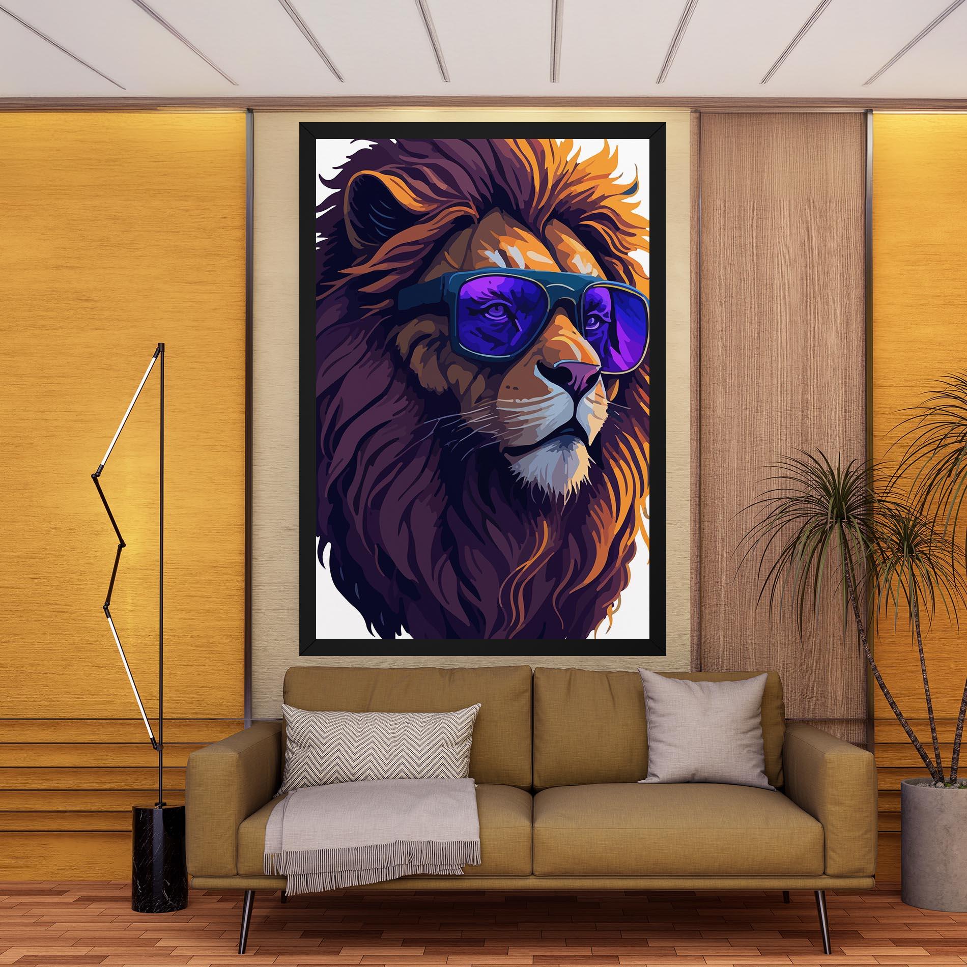 Obraz na Płótnie Purple Glassesc Lion mockup 9