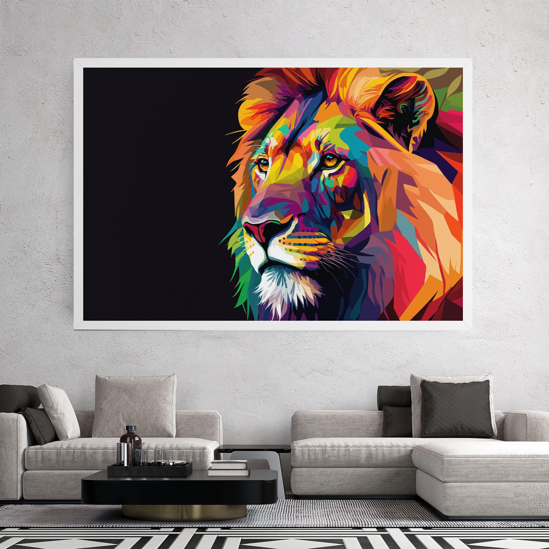 Obraz na Płótnie Colorful Lion mockup 2