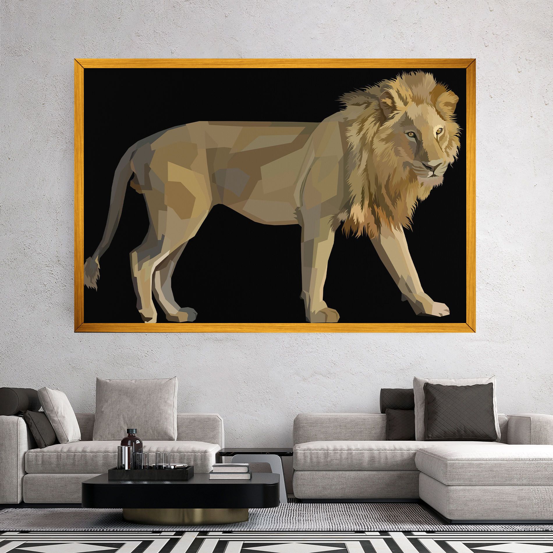 Lion Art On Black mockup 2
