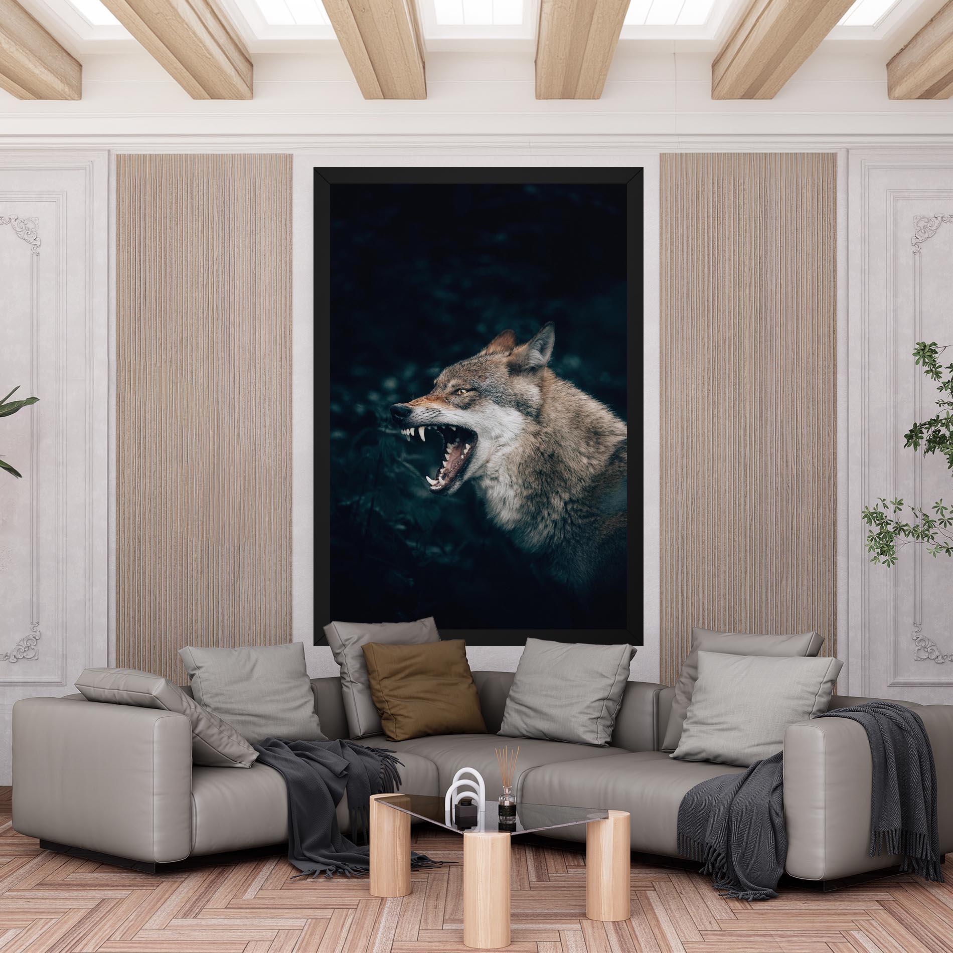 Obraz na Płótnie Angry Wolf In The Forest mockup 6