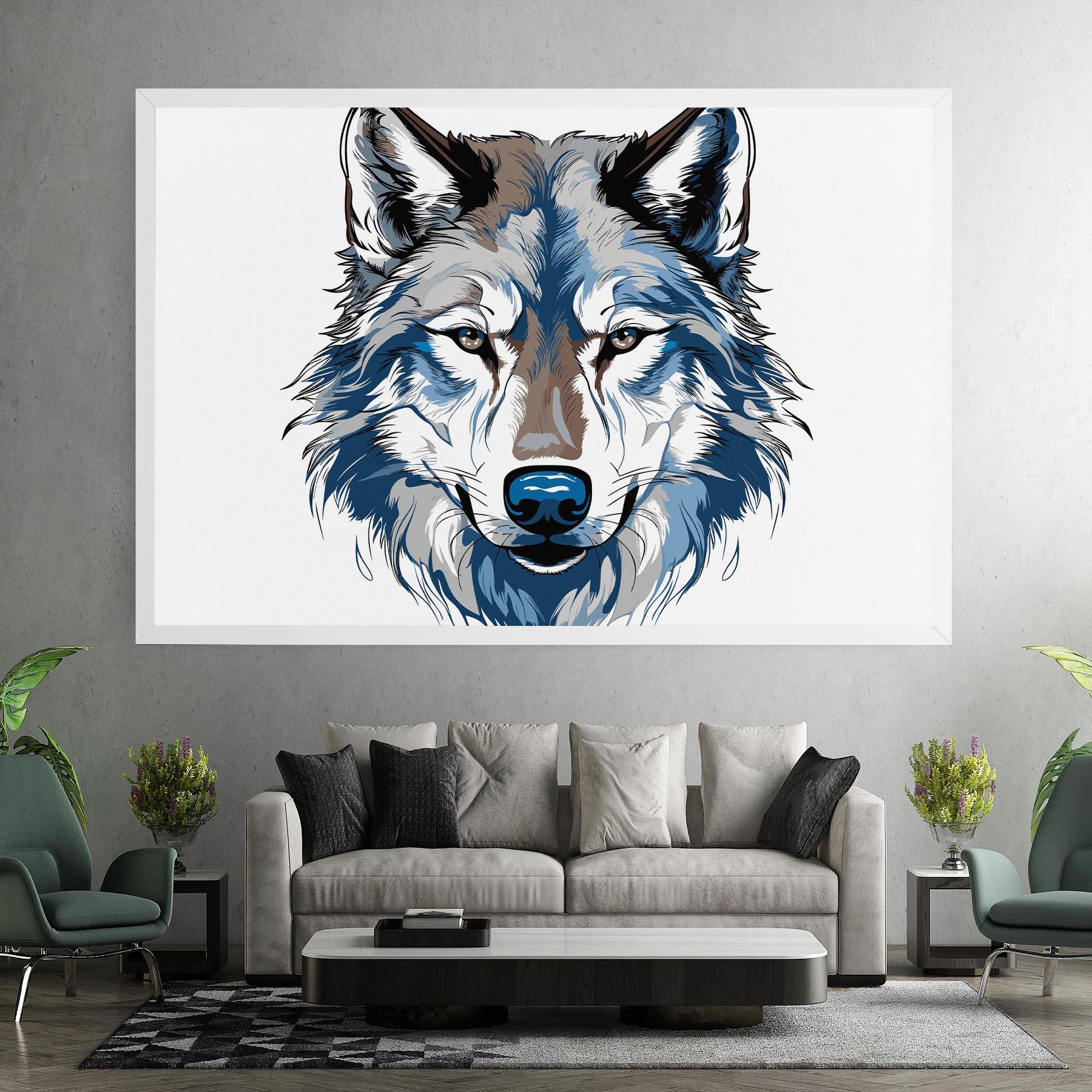 Obraz na Płótnie Blue Wolf Head mockup 7