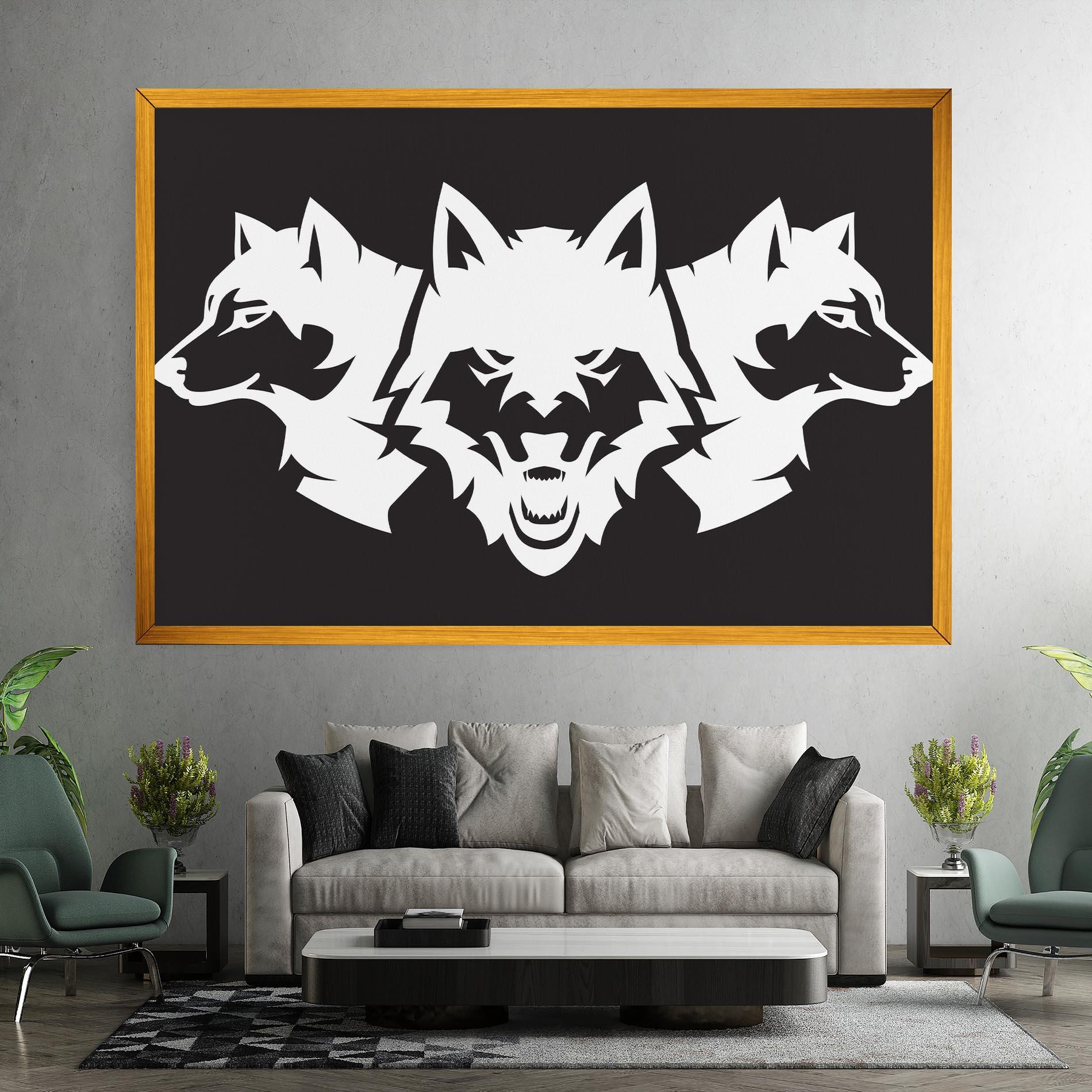 Obraz na Płótnie 3 Wolf Heads mockup 7