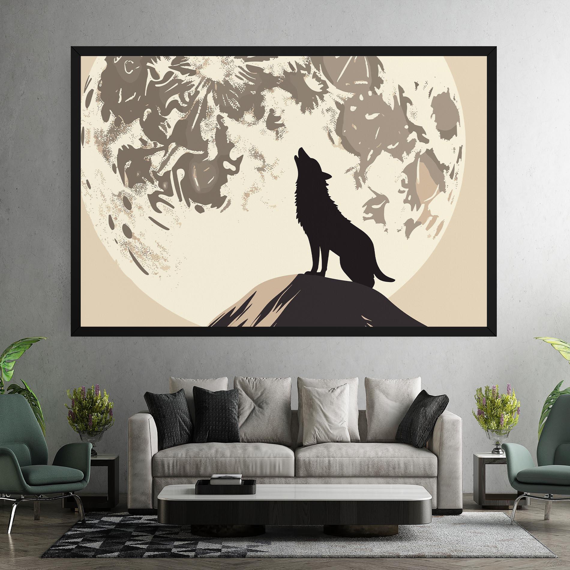 Obraz na Płótnie Cream Moon Wolf mockup 7