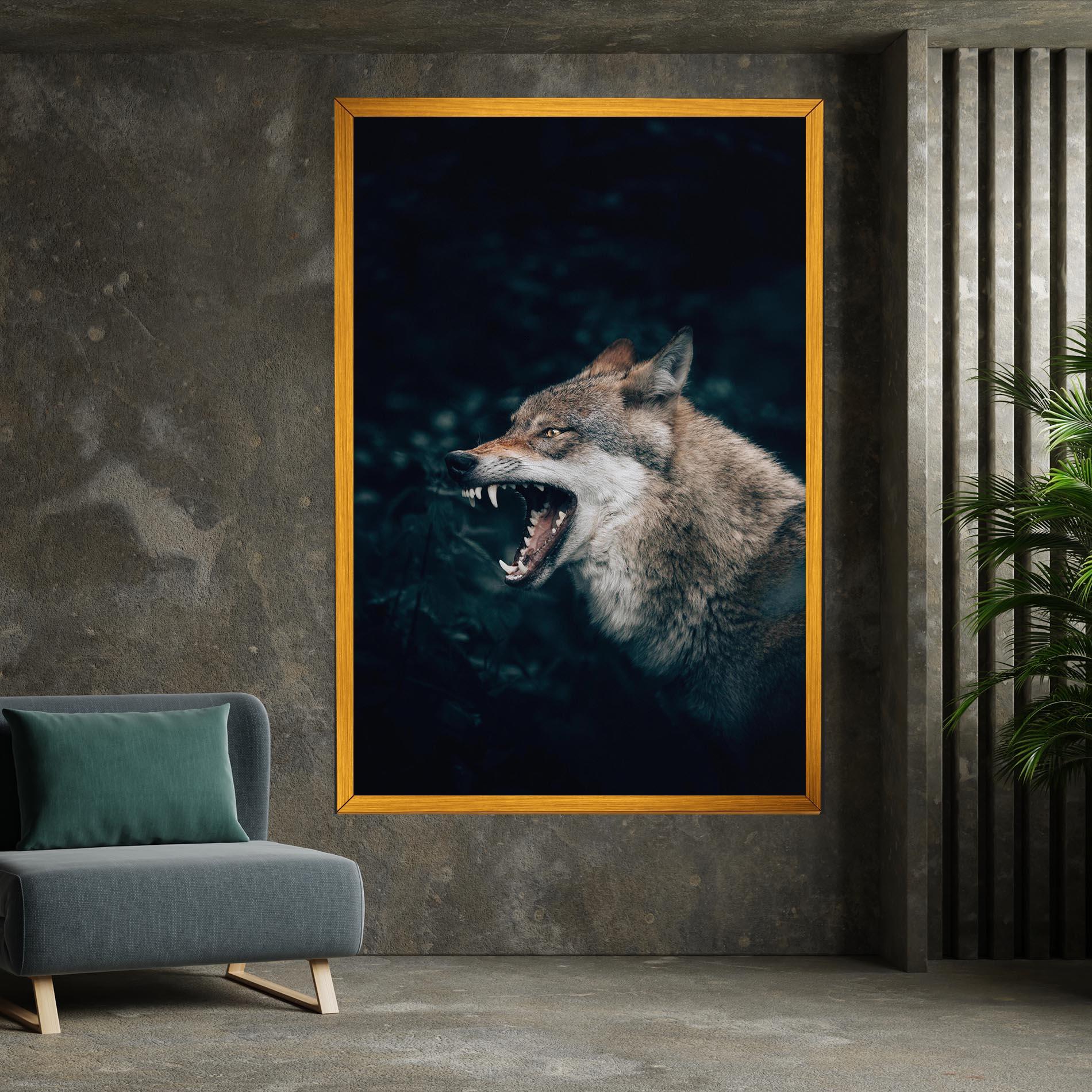 Obraz na Płótnie Angry Wolf In The Forest mockup 7