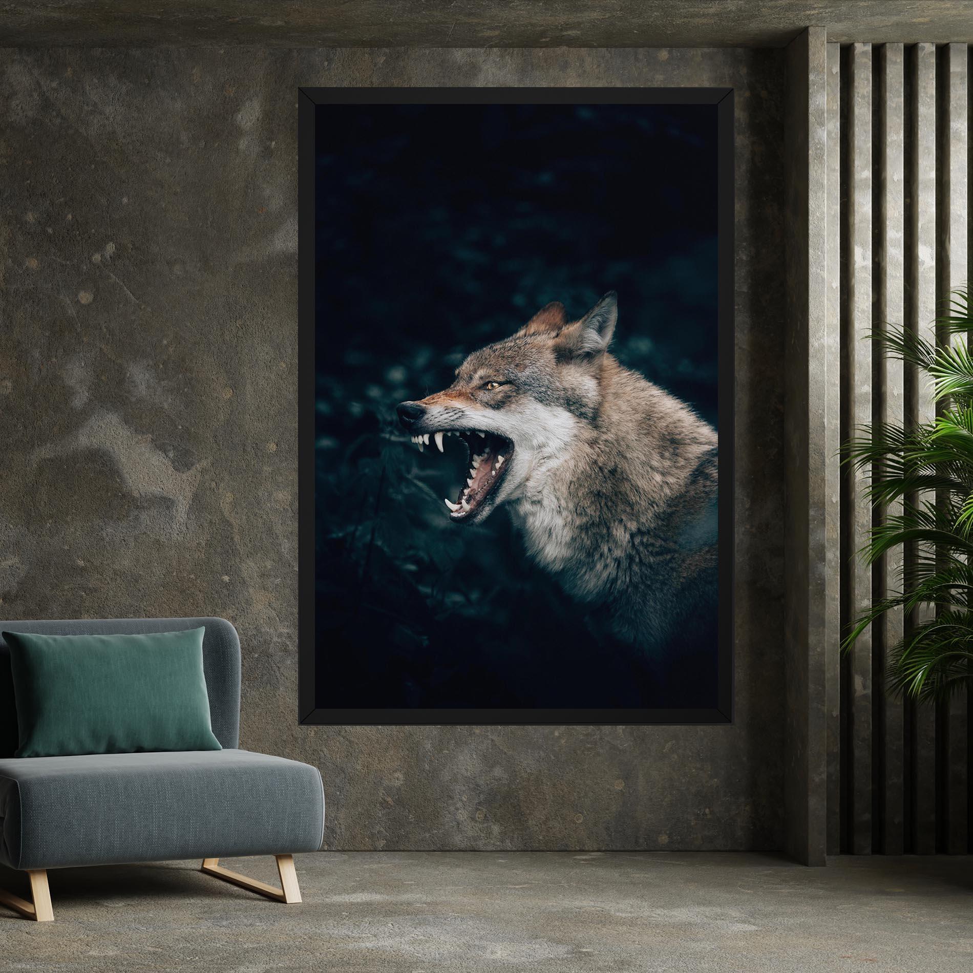Obraz na Płótnie Angry Wolf In The Forest mockup 7