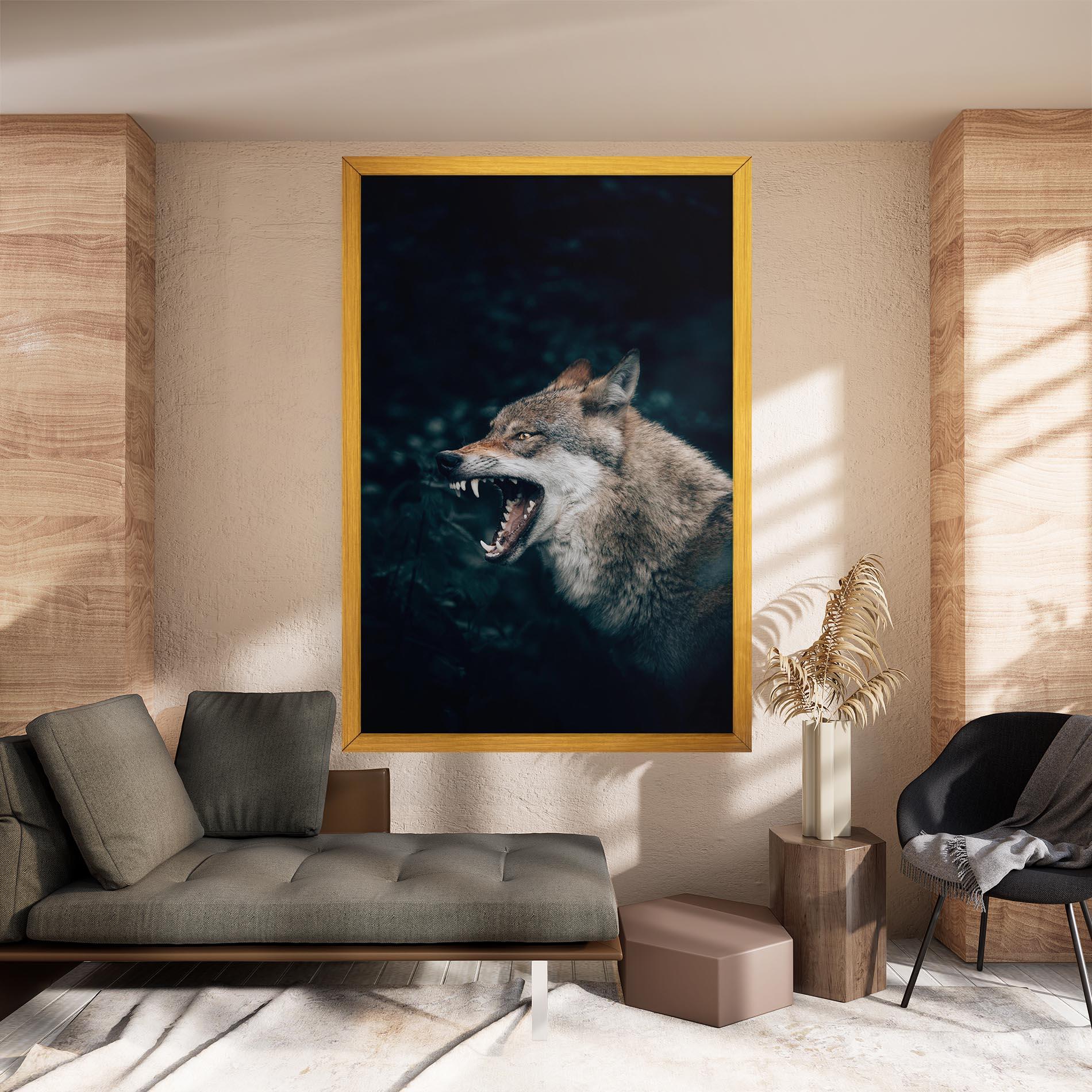 Obraz na Płótnie Angry Wolf In The Forest mockup 8