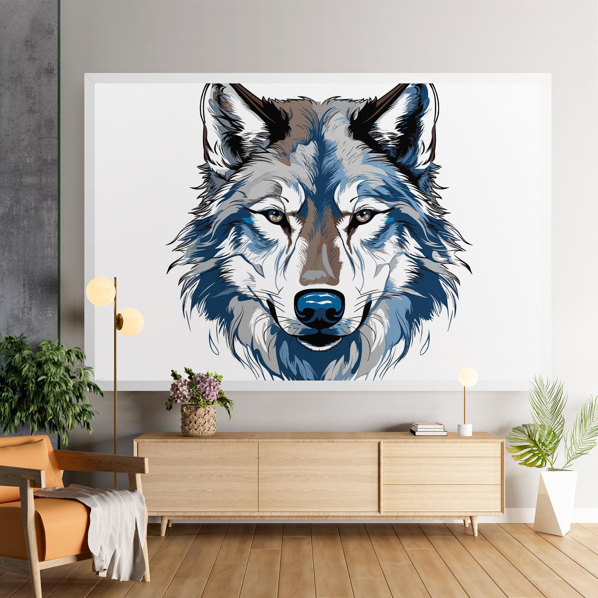 Obraz na Płótnie Blue Wolf Head mockup 9