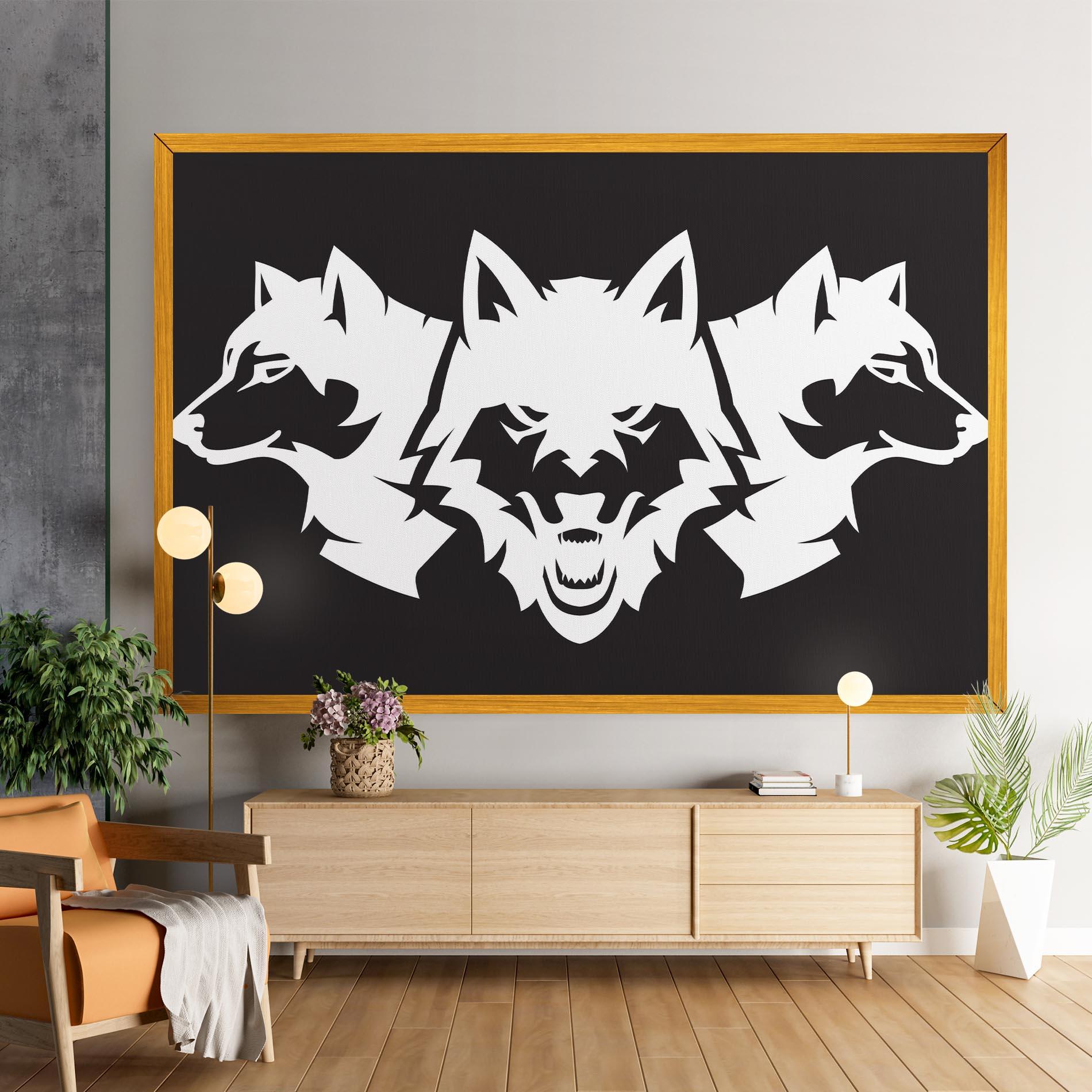Obraz na Płótnie 3 Wolf Heads mockup 9